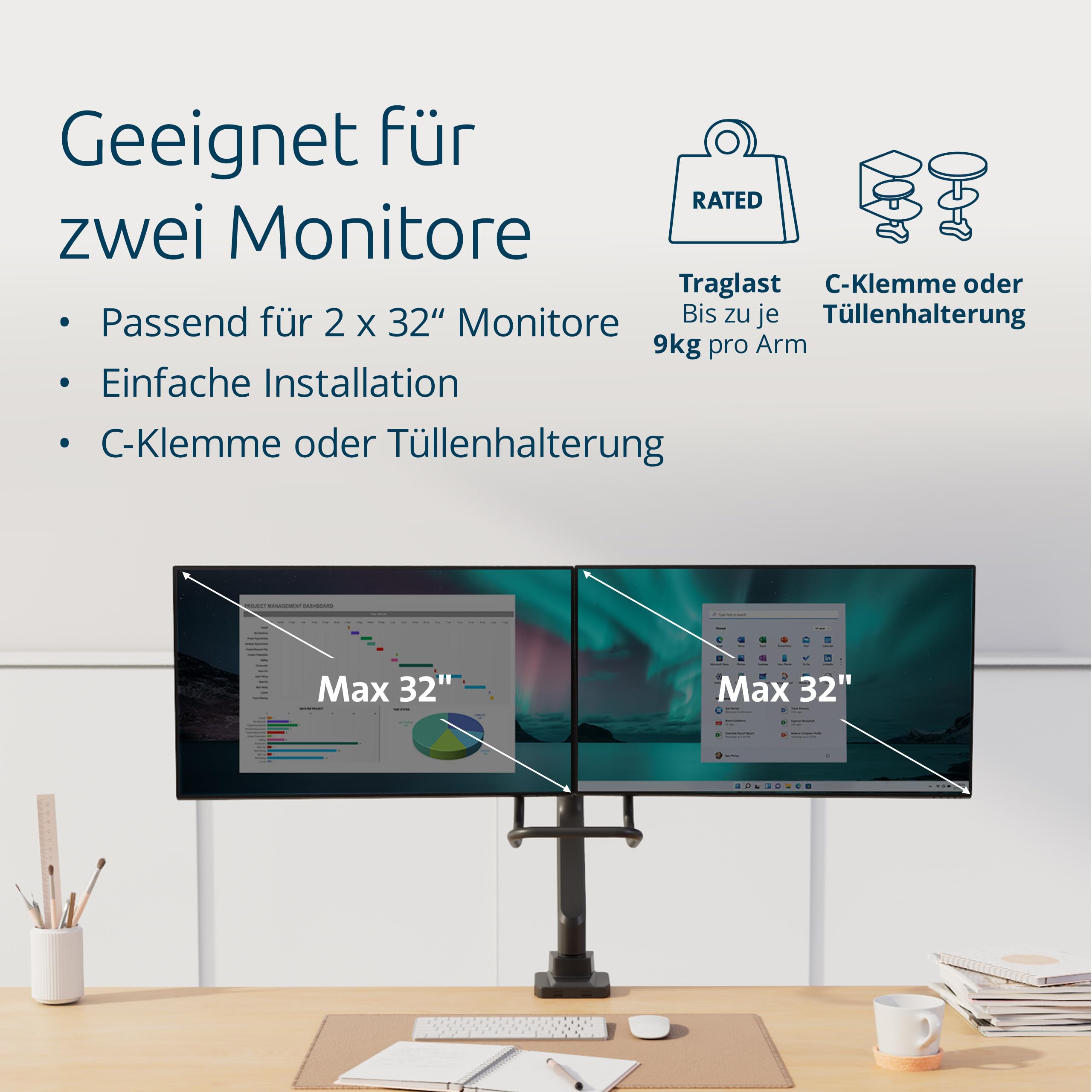 Kensington SmartFit Dual Monitor Arm – Bild 6