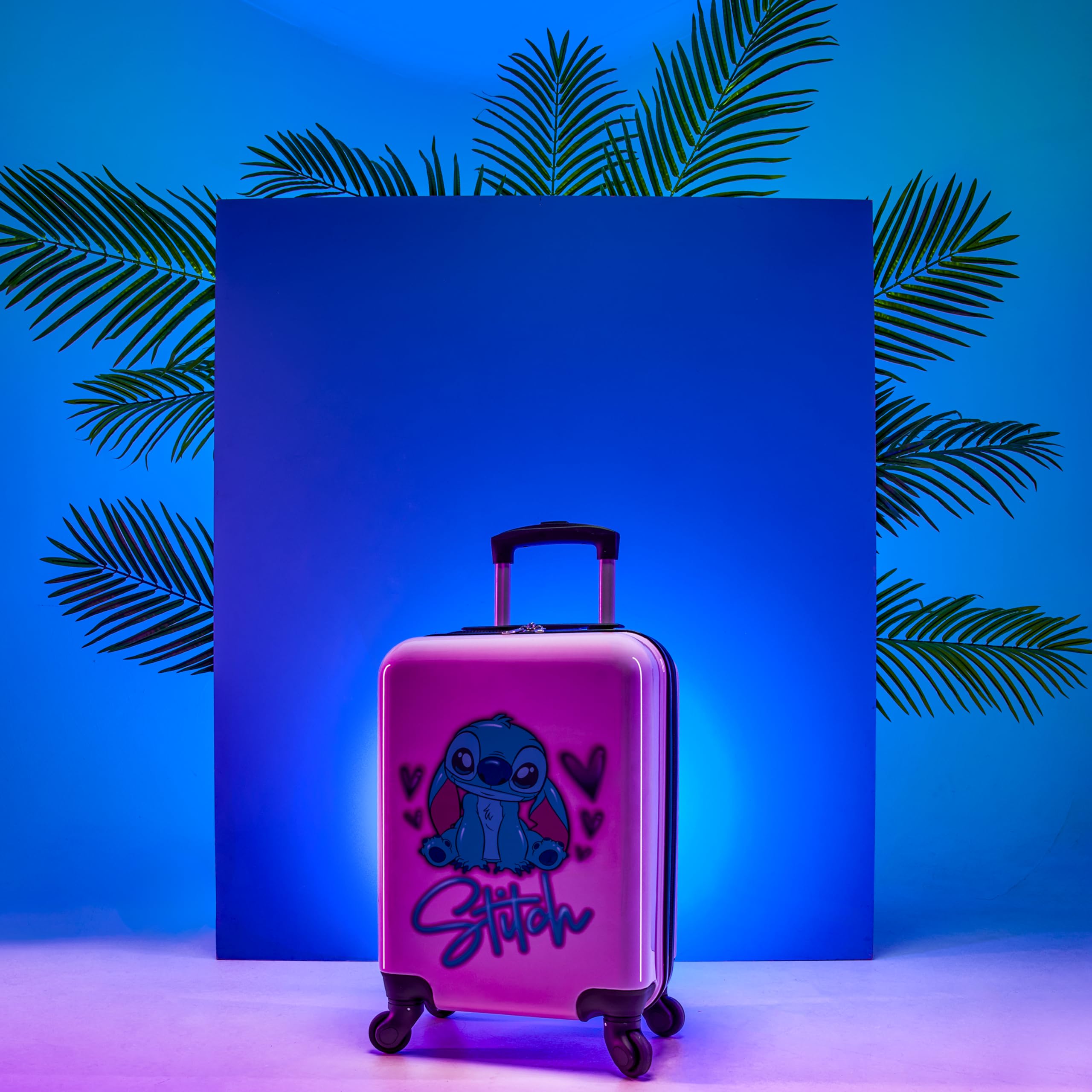 Disney Stitch Valise Rigide 49.5 Centimetres 28 litres avec 4 Roues - Cadeau Enfant (S, H49.5cm x W32cm - 28L, Rose)