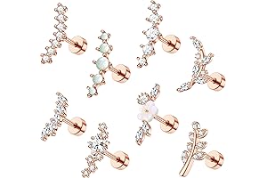 8Pcs 16G Rose Gold Cartilage Earring Set