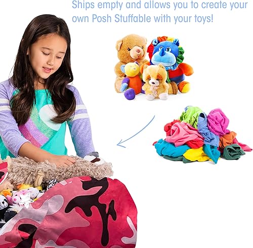 Miniatura 354 de Posh Stuffable - Sillón puff con almacenamiento para niños, contenedor de animales de peluche, organizador de juguetes de niños Lienzo Burbujas Azul