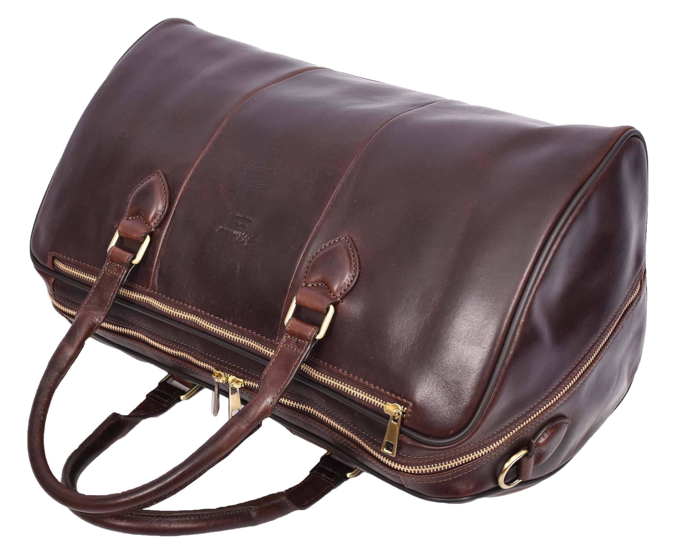 Bolsa de lona de cuero de primera calidad, tamaño A47, Brown, L, Bolsa de viaje