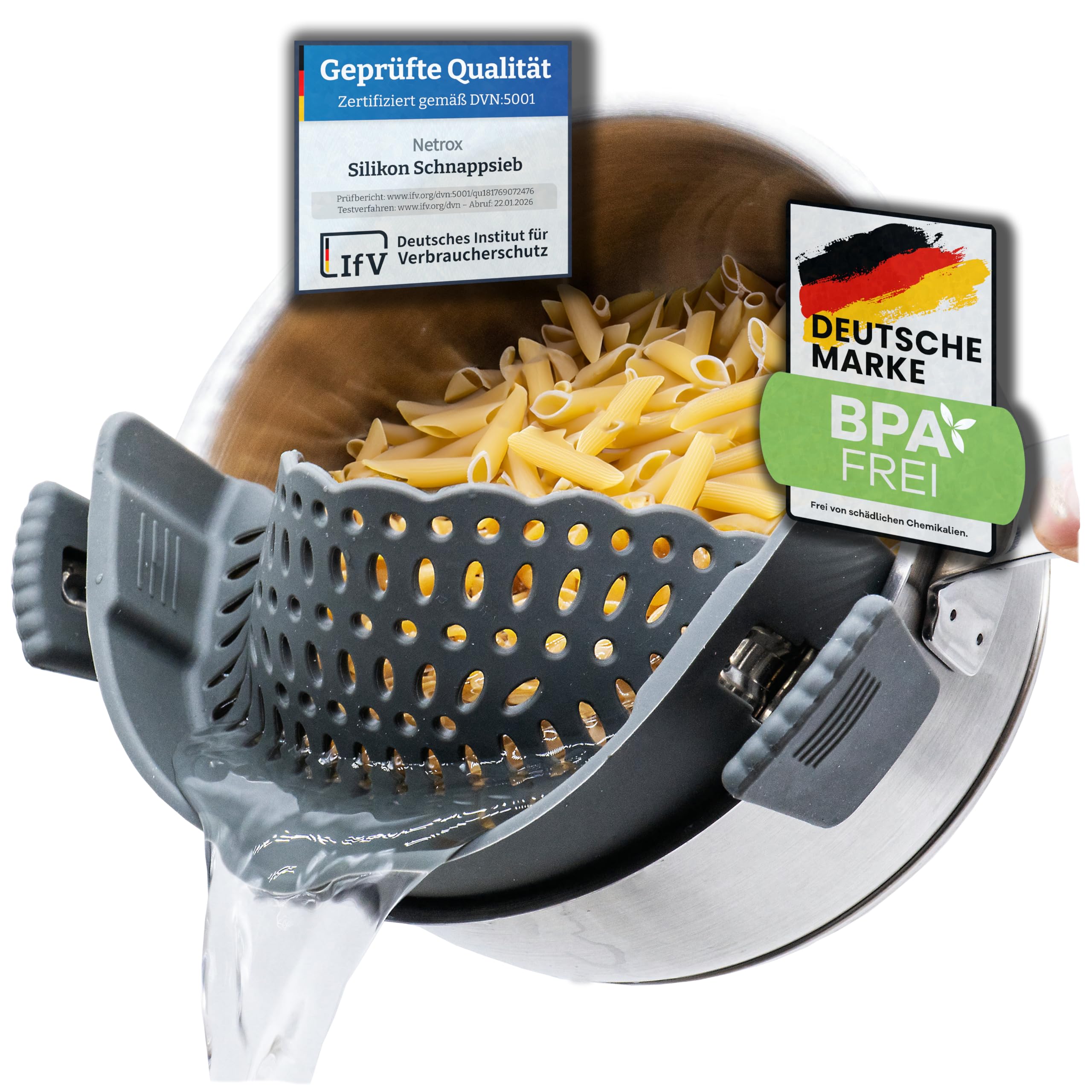 ZAIGON vergiet gemaakt van voedselveilige siliconen- keukenaccessoires- 100% BPA-vrij pasta vergiet voor pasta, fruit, groenten- vaatwasmachinebestendig- perfect voor pannen, potten en kommen