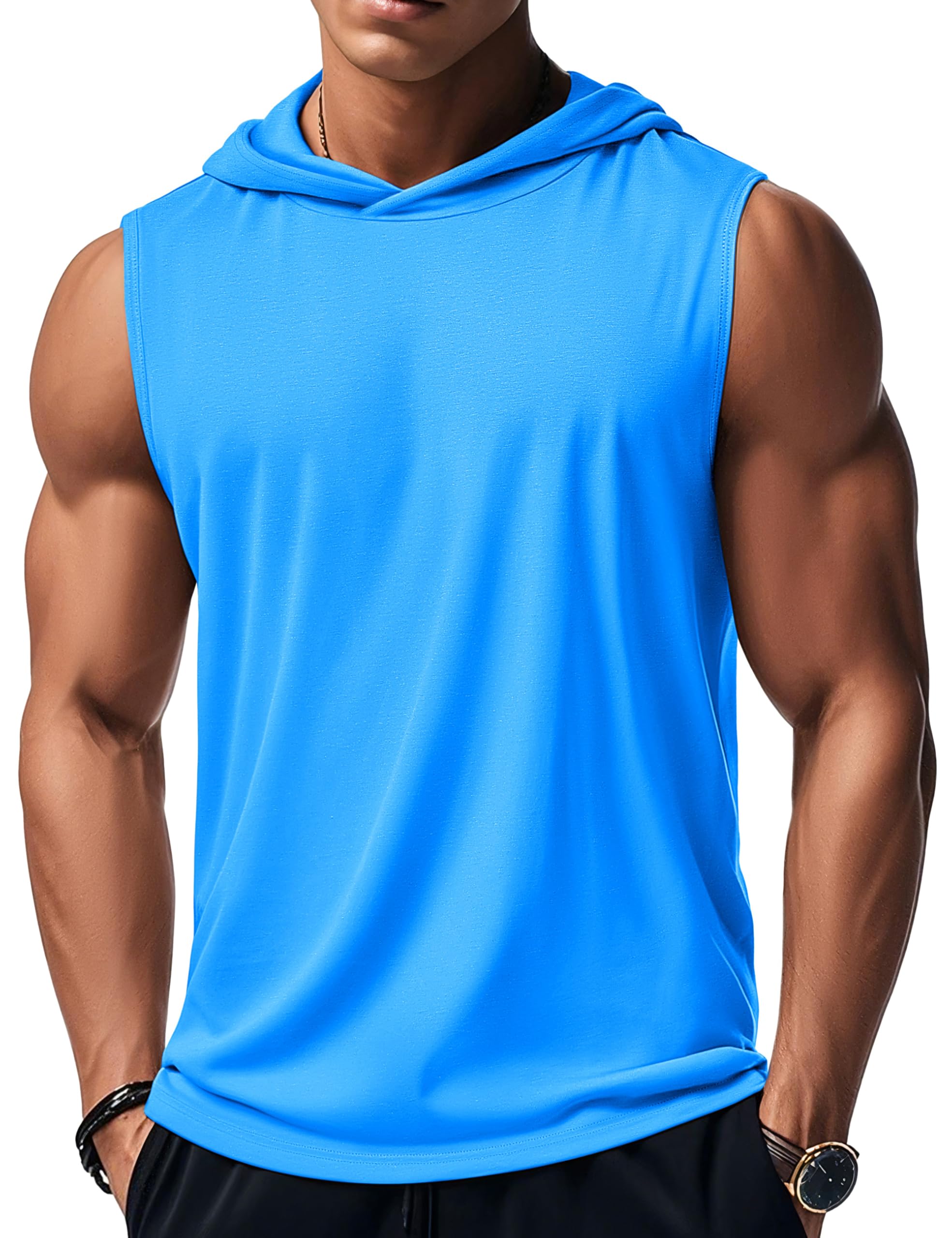MAGCOMSEN Mens Tank Top Sleeveless Hoodie Cotton T-Shirt Summer Casual Shirt Muscle Tee