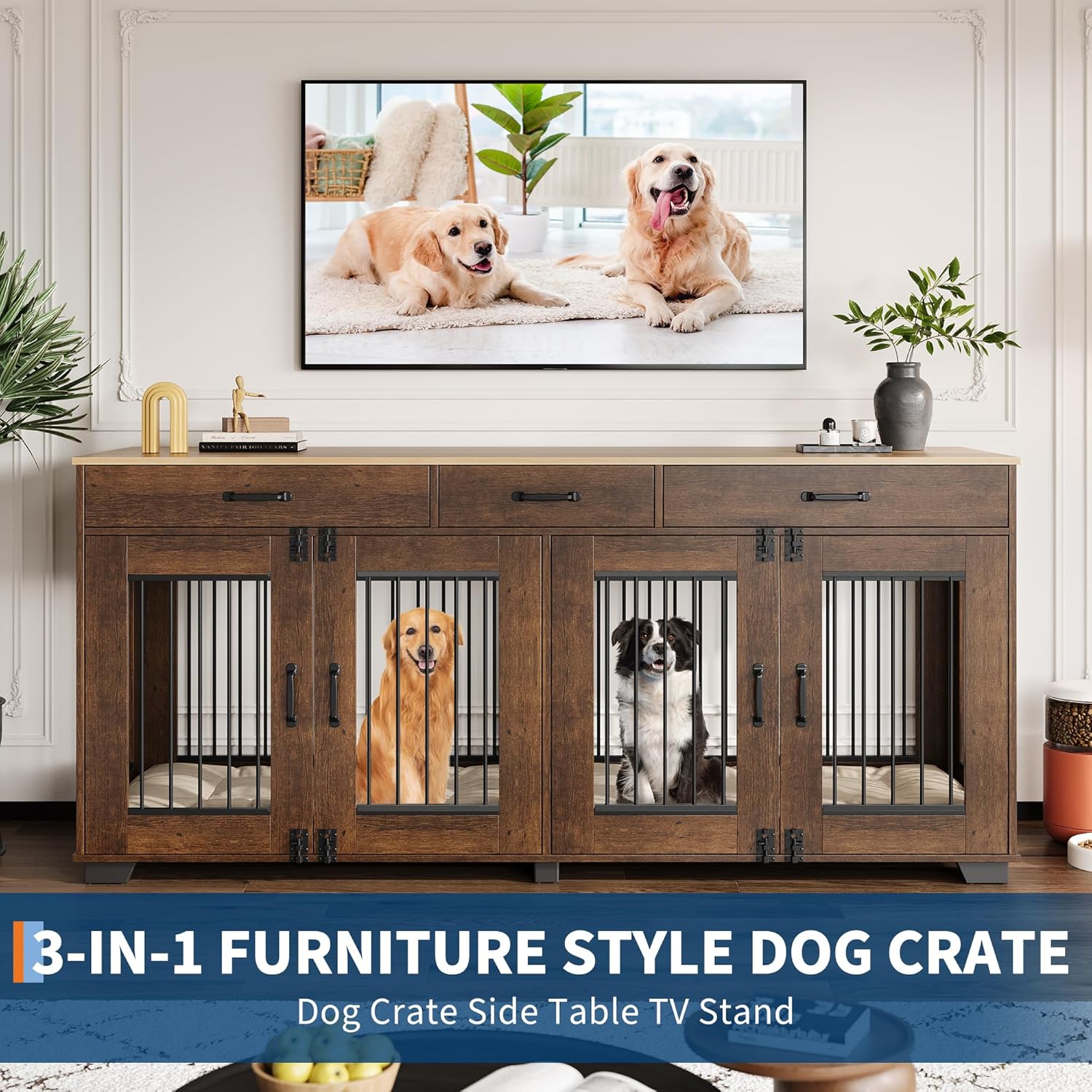 Stylish Comfort: Garvee 71" Double Dog Crate Revolutionizes Pet Living!
