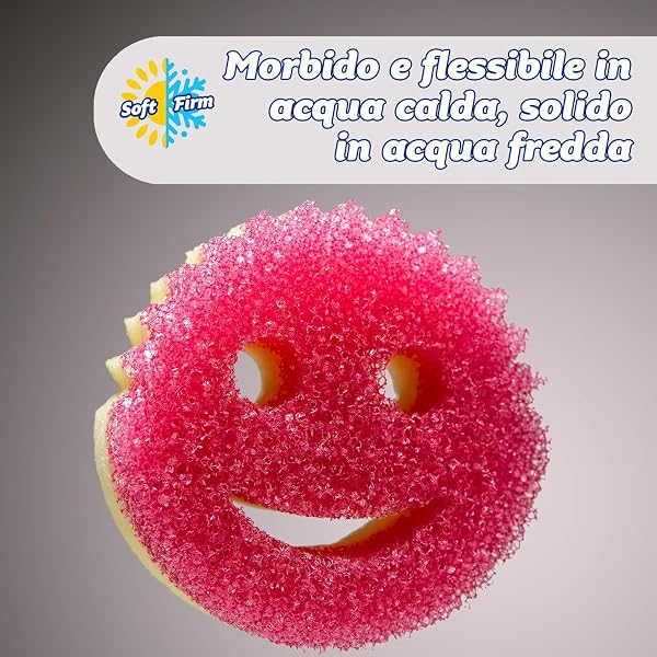 Scrubb Daddy Scrubb Mommy - Esponja abrasiva de cocina de doble cara, FlexTexture, cara sonriente, colores surtidos, 3 unidades - 4