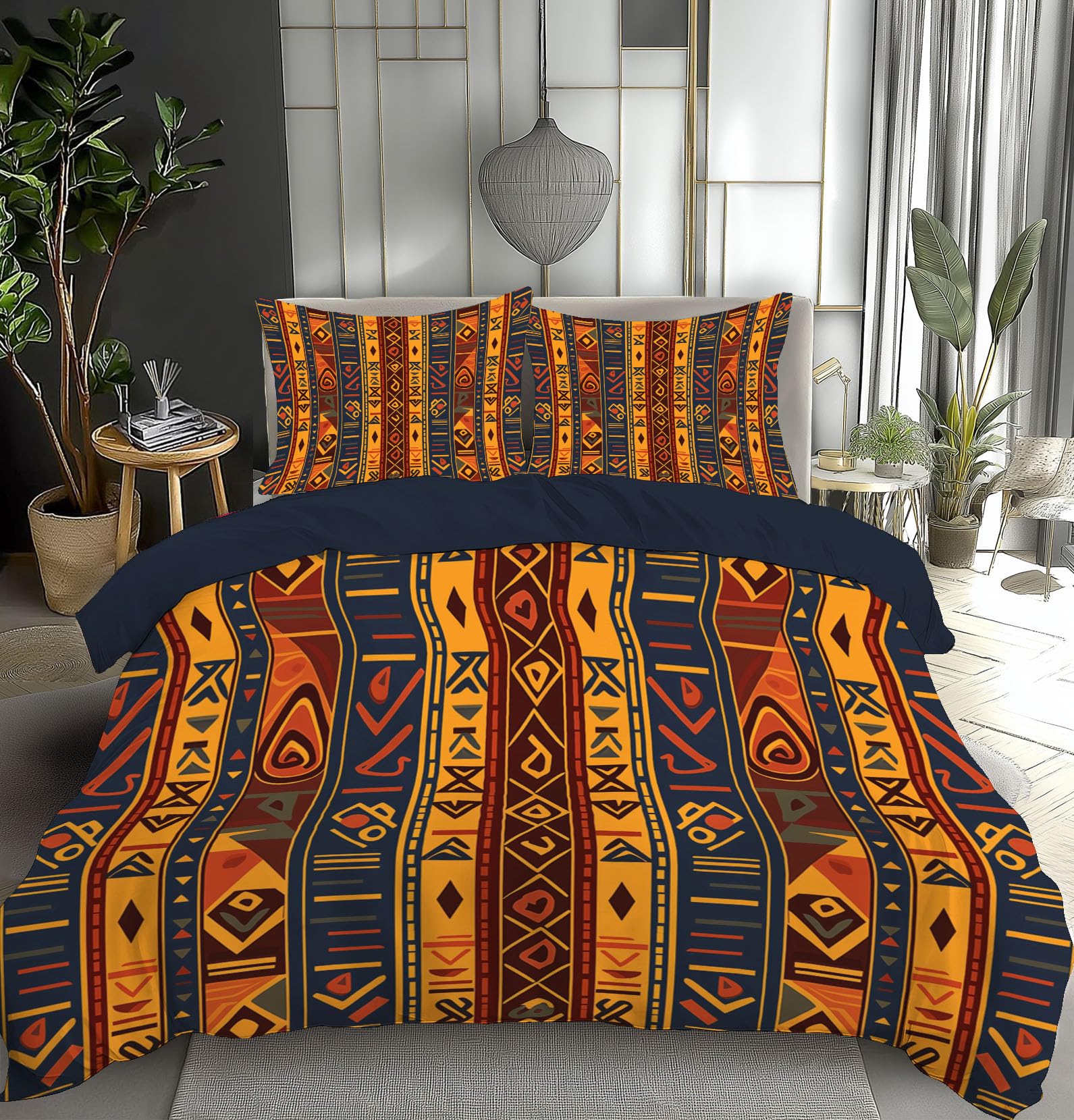 Housse de couette rayures 200x200 pour une ambiance bohème et chaleureuse dans la chambre