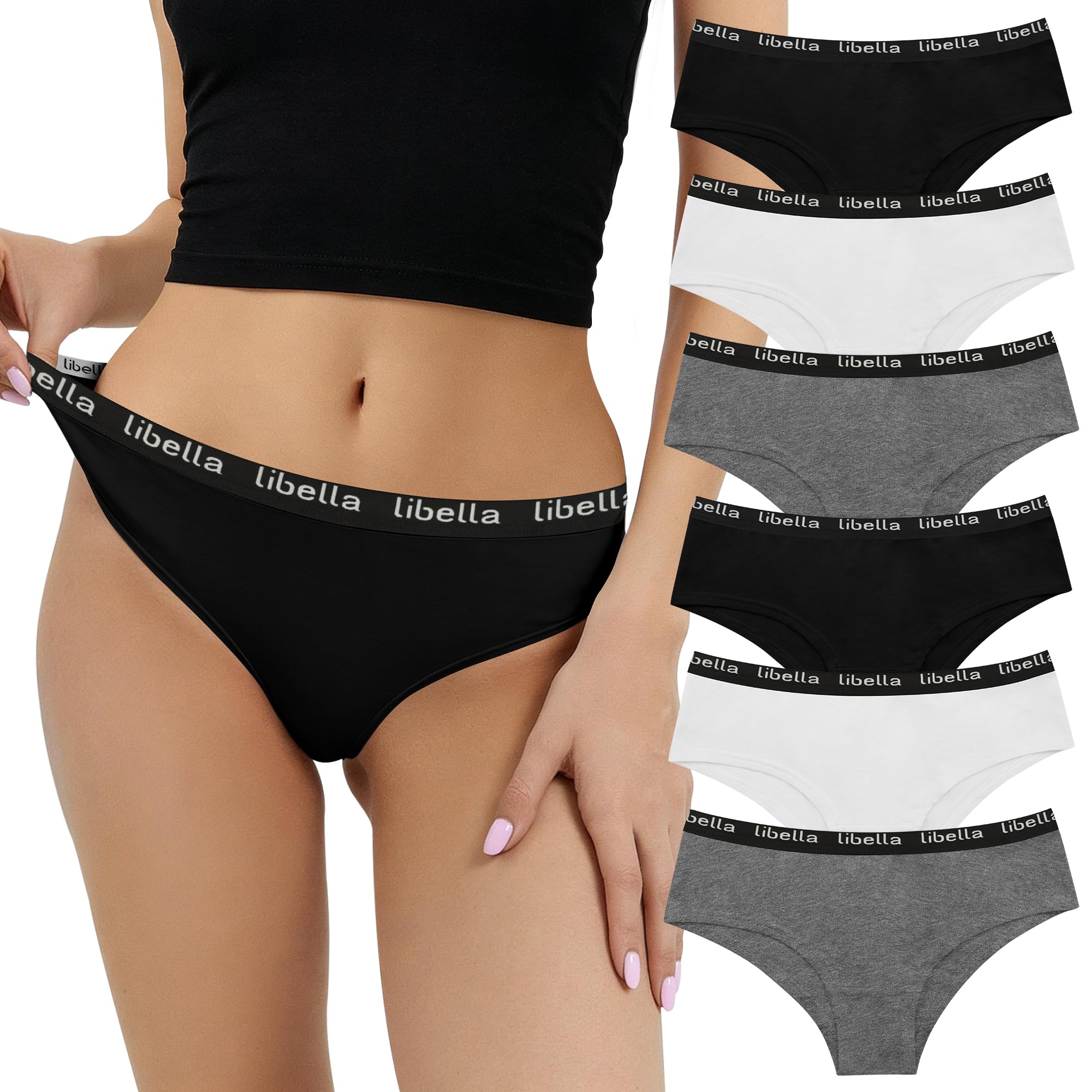 Geyuwoz Womens Cotton Hipster Underwear Low Breathable Rise Briefs Ladies Bikini Panties 6 Pack