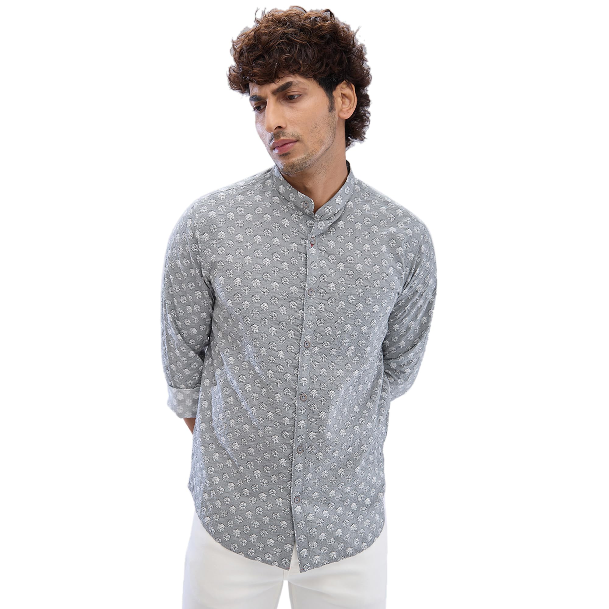 Men Cotton Blend Full Sleeve Slim Fit Printed Shirts