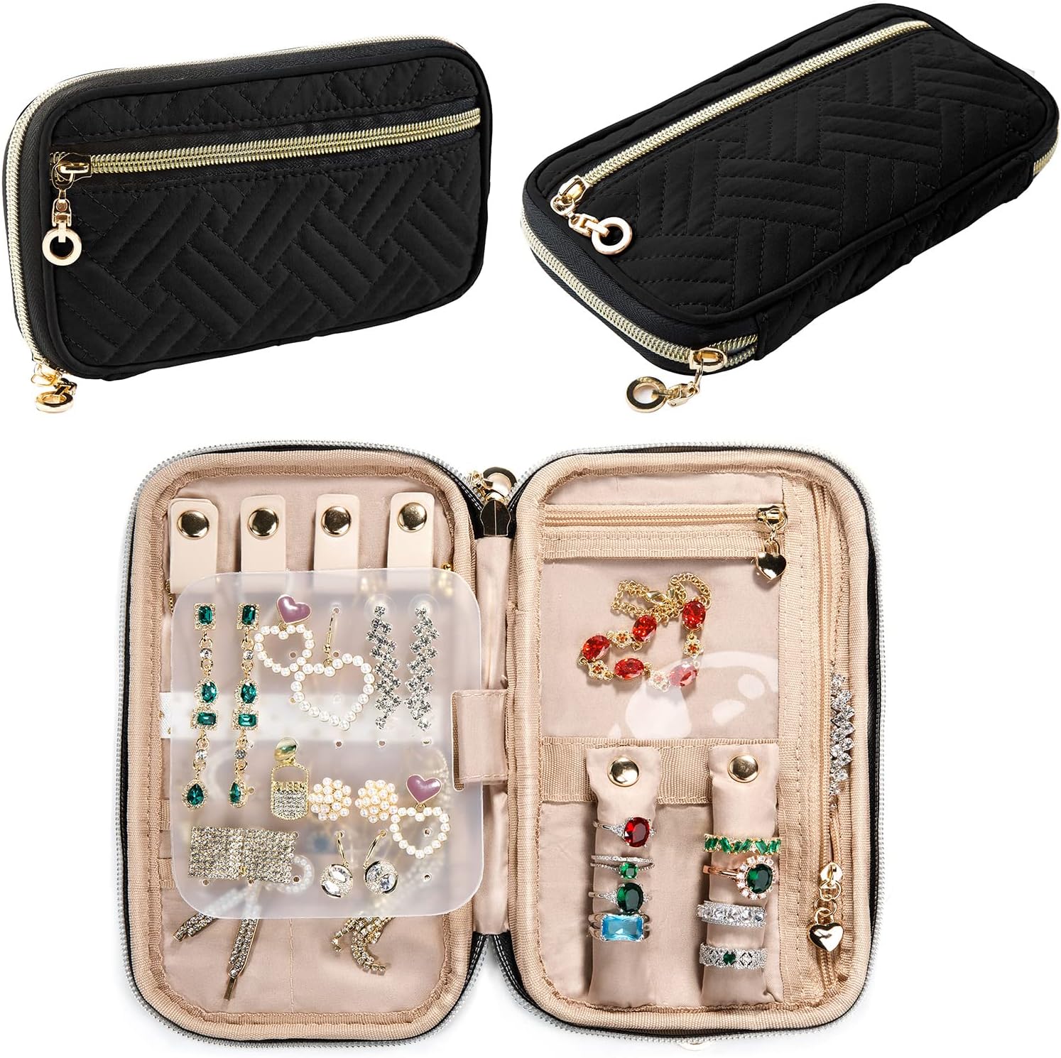 SFYBYHEART Travel Jewelry Organizer Case, Jewelry Travel Bags for Women, Small