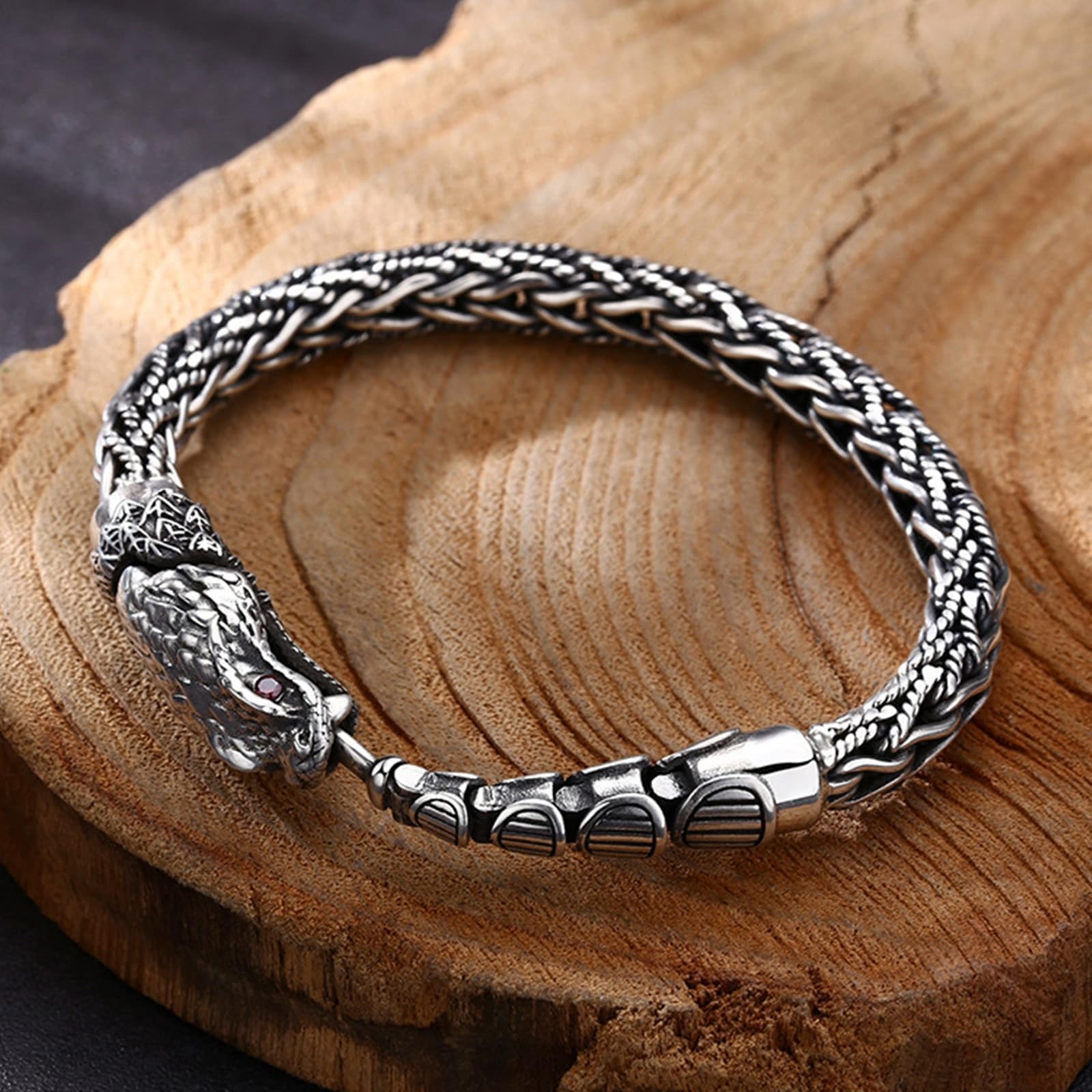 Epinki Armband Sterling Silber S925 Herren Schlange Welle Kette Armreifen