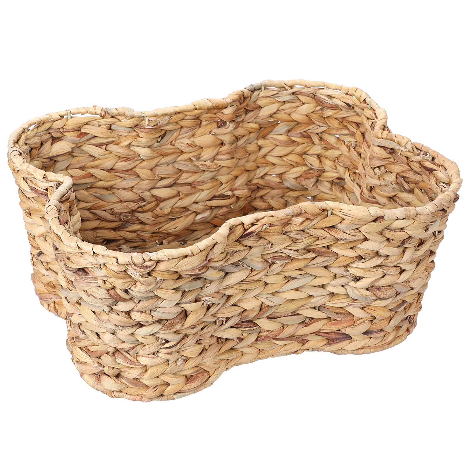 Hipiwe Dog Toy Basket Organizer Bone Shaped Pet Storage Basket Bin Hand-Woven Wicker Baskets Water Hyacinth Decorative Basket for Pet Toy Collection Cat Toy Storage Box,17