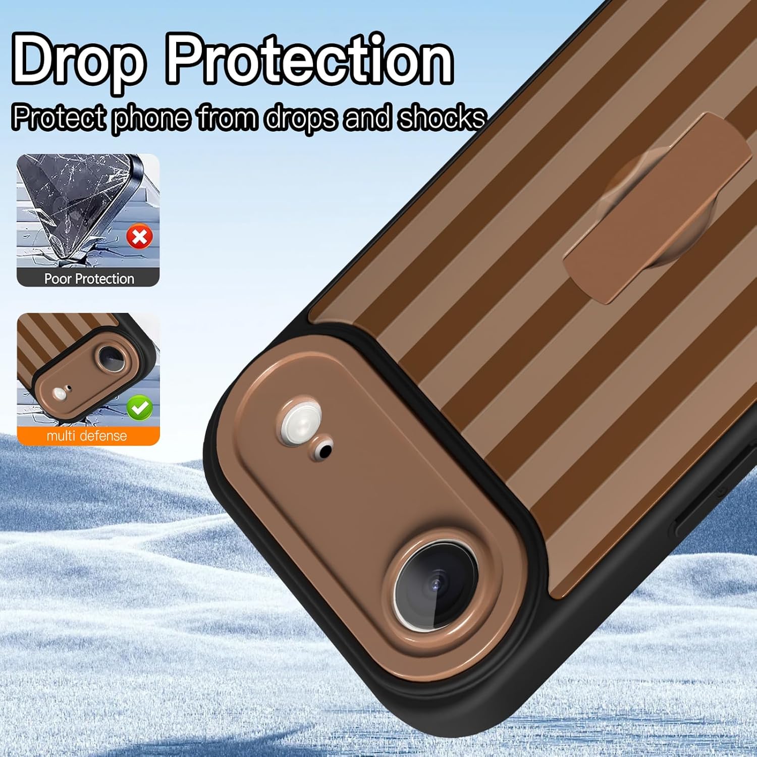 KANGHAR Compatible with iPhone Air Case Broen Stripes Pattern Finger Stand Design Full Body Rugged Shockproof Protection Glossy Protective Kickstand Phone Cover 6.7 Inch