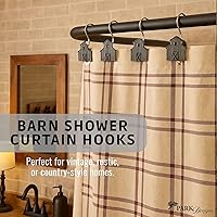 Vista 2 de Park Designs Ganchos de cortina de ducha de granero antiguos Juego de 12 anillos de cortina de ducha decorativos rústicos Ganchos de ducha