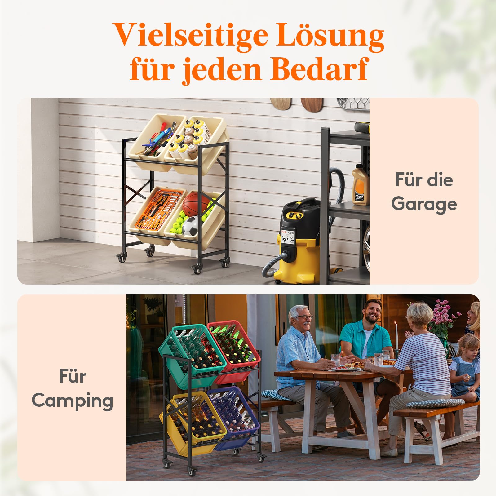 Lifewit Getränkekistenregal 4 Kisten mit Räder, Stabil Kistenregal Metall | trag. 300kg, Bierkisten Regal, Getränkeregal, Wasserkasten Regal, Kastenregal für Bier Getränke Wasser Gemüse Obst
