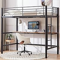 Vista 22 de VECELO Litera individual sobre cama individual con nido, literas de metal con escalera y barandilla de longitud completa, sin ruido, no necesita