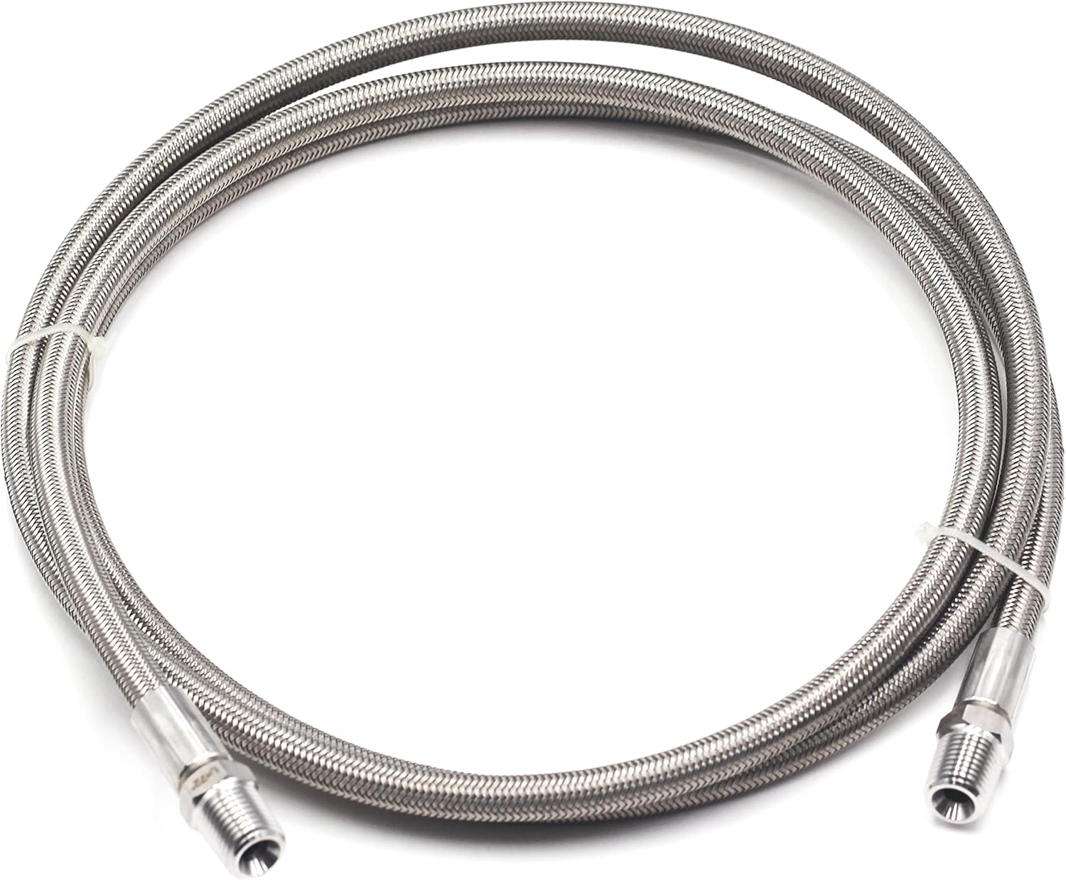 HFS(R) 1/2" Male NPT Stainless Steel Braided Hose 48" Length, w/PTFE Liner, 1500PSI (48 inch)