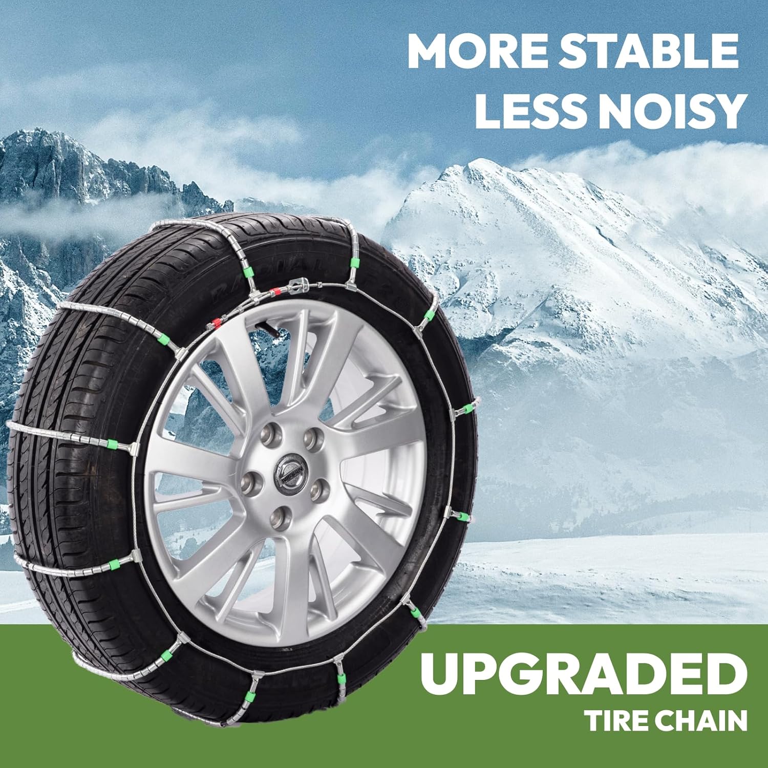 Snow Chains for Car and SUV,Cable Tire Chain,Compatible with Tire Width 195 205 215 225 235 235 MM - Set of 2 SP1030