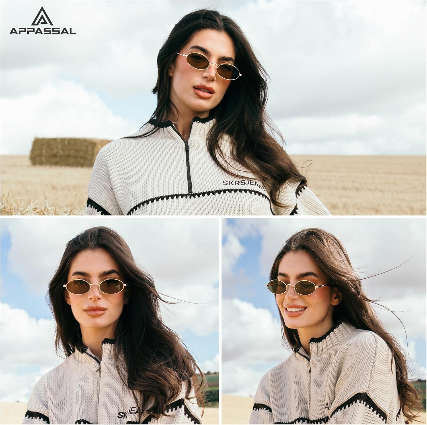 Appassal Retro Oval Cat Eye Sunglasses for Women Y2k Trendy Narrow 90s Sunnies Designer Sun Glasses AP3721 - Image 2