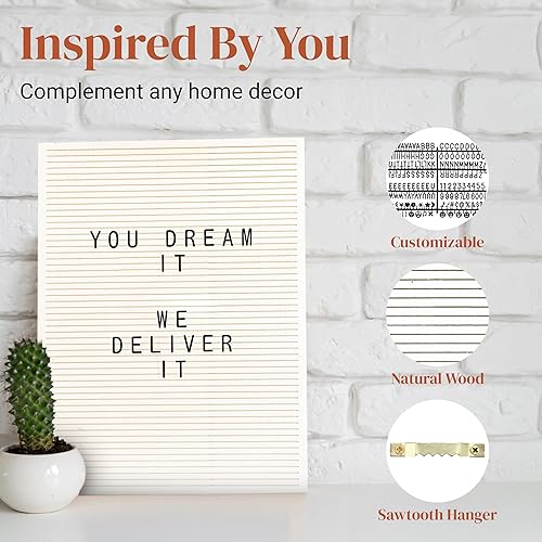 Miniatura 7 de Stiles Juego de letreros de madera de 12 x 16 pulgadas, con 340 letras, números y símbolos de plástico, tablero de mensajes de madera