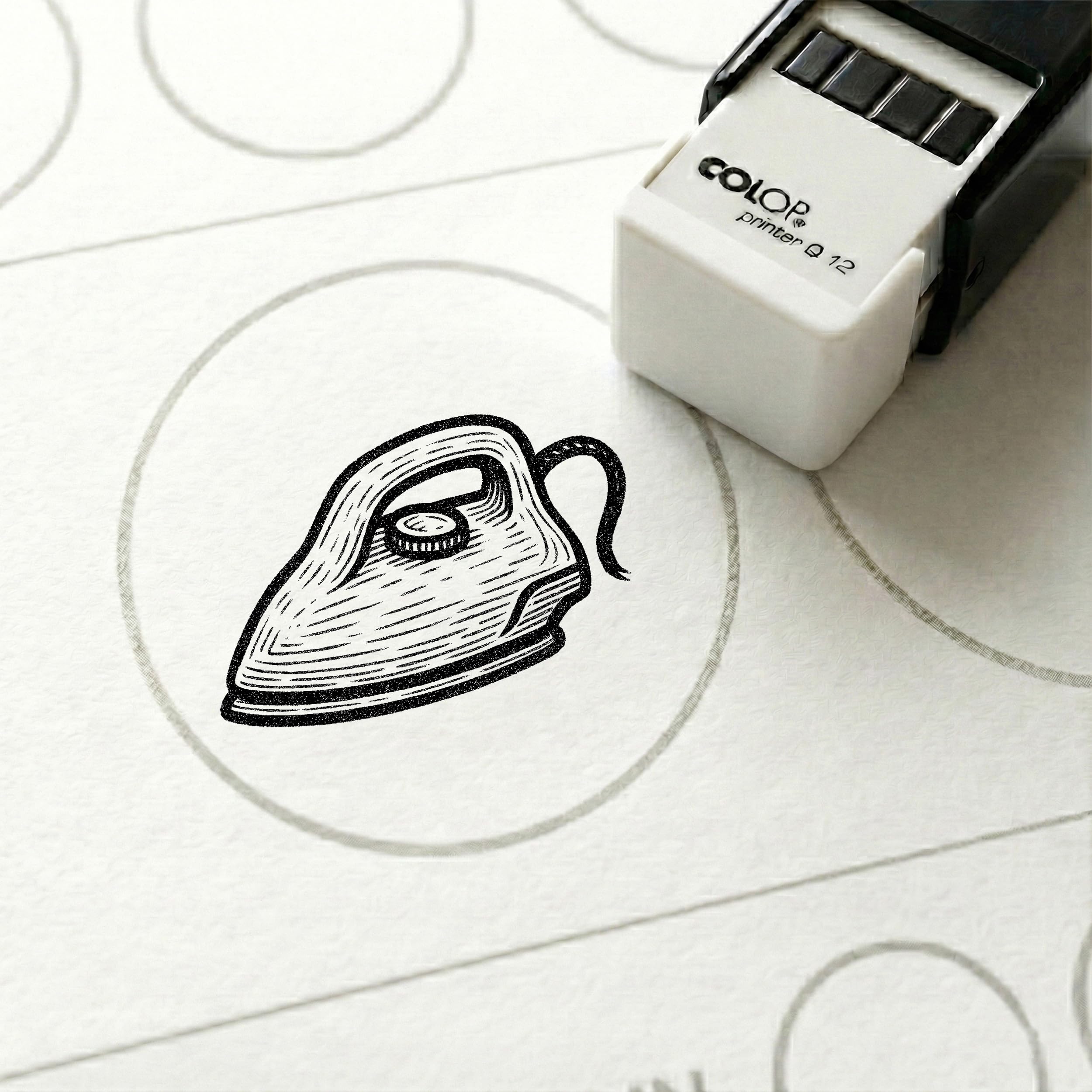 Dekolando Bonus Stamp Iron 10 x 10 mm - Bonus Card Stamp for Laundry Cleaning Textile Cleaning Ironing Service Clothes Cleaning - Stamp Bonus Card Customer Card Stamp Card