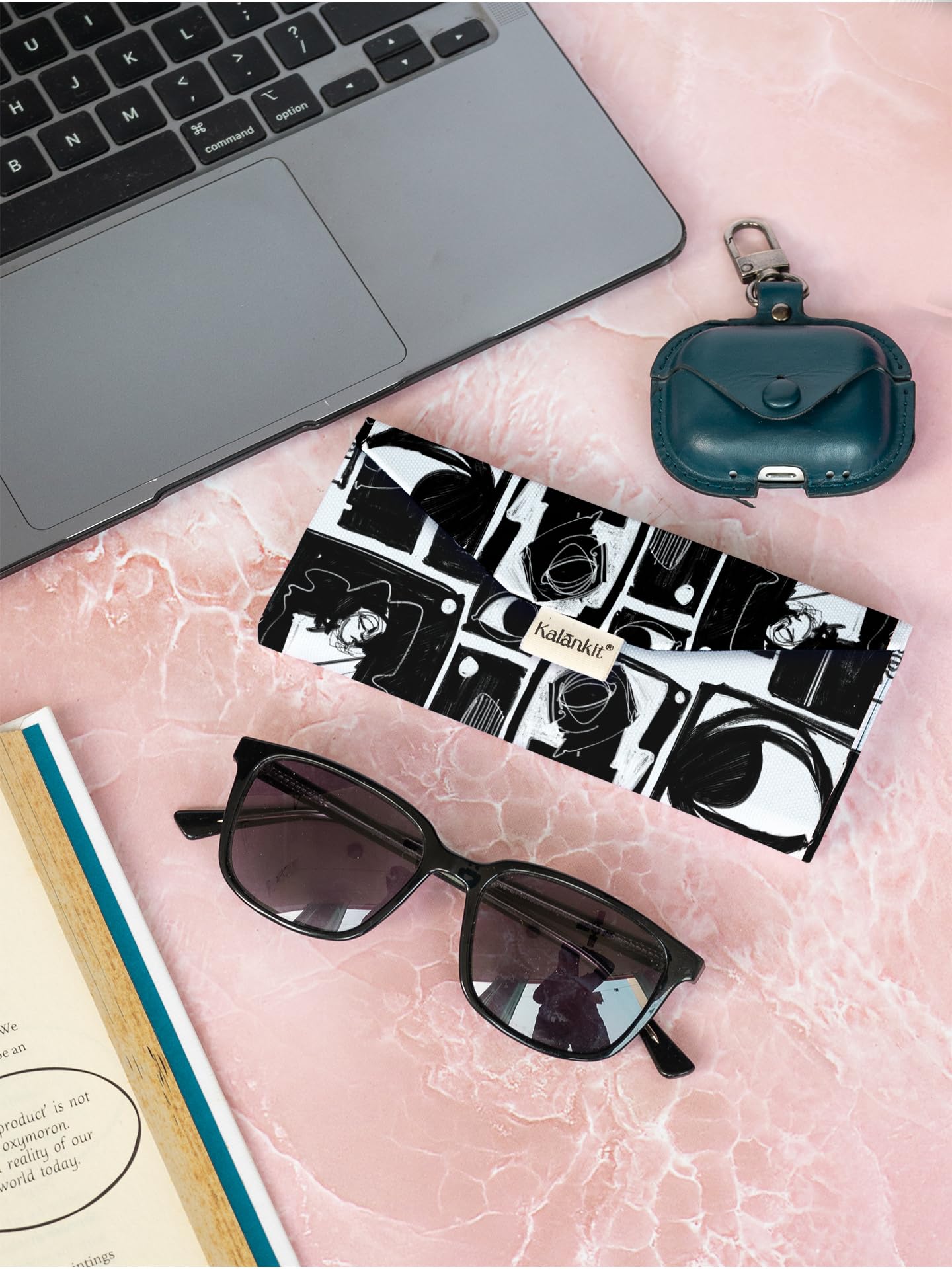 Kalankit Sunglass Case | Premium Foldable Eyeglass Cover for Women & Men | Vegan Leather Spectacle Holder | Travel-Friendly Glasses Pouch | Christmas & Secret Santa Gift | Par Log Kya Kahenge - Image 3 thumbnail