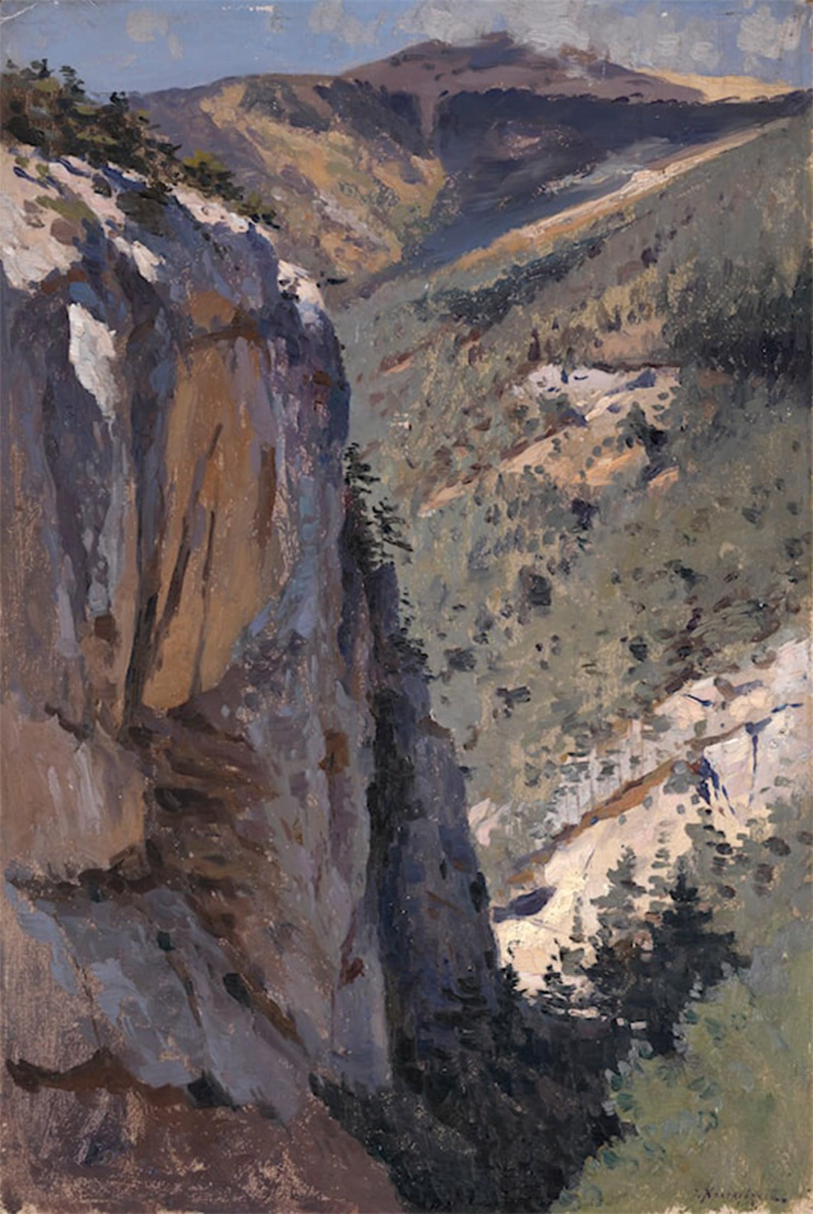 ARTXLXXBN Famous Art Print Poster Vintage Wall Art Mountainous Ravine At Ay-vasil Crimea by Iosif Evstafevich Krachkovsky Canvas Art Poster for Home Decor 60x90cm