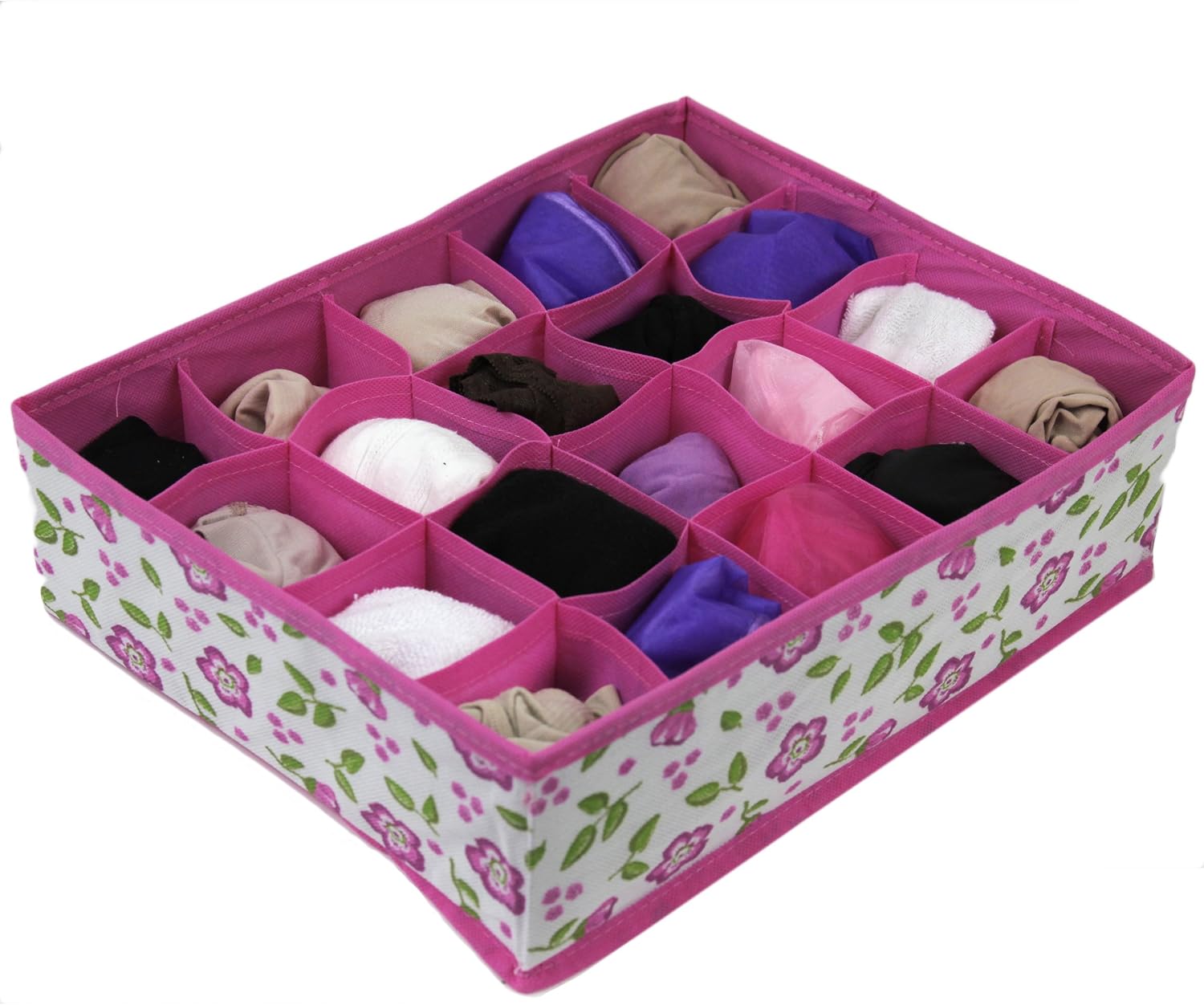 Drawer Shelf Closet Vanity Organizer Storage Dividers for Underwear Hosiery Socks Scarves (Pink Floral) image 2