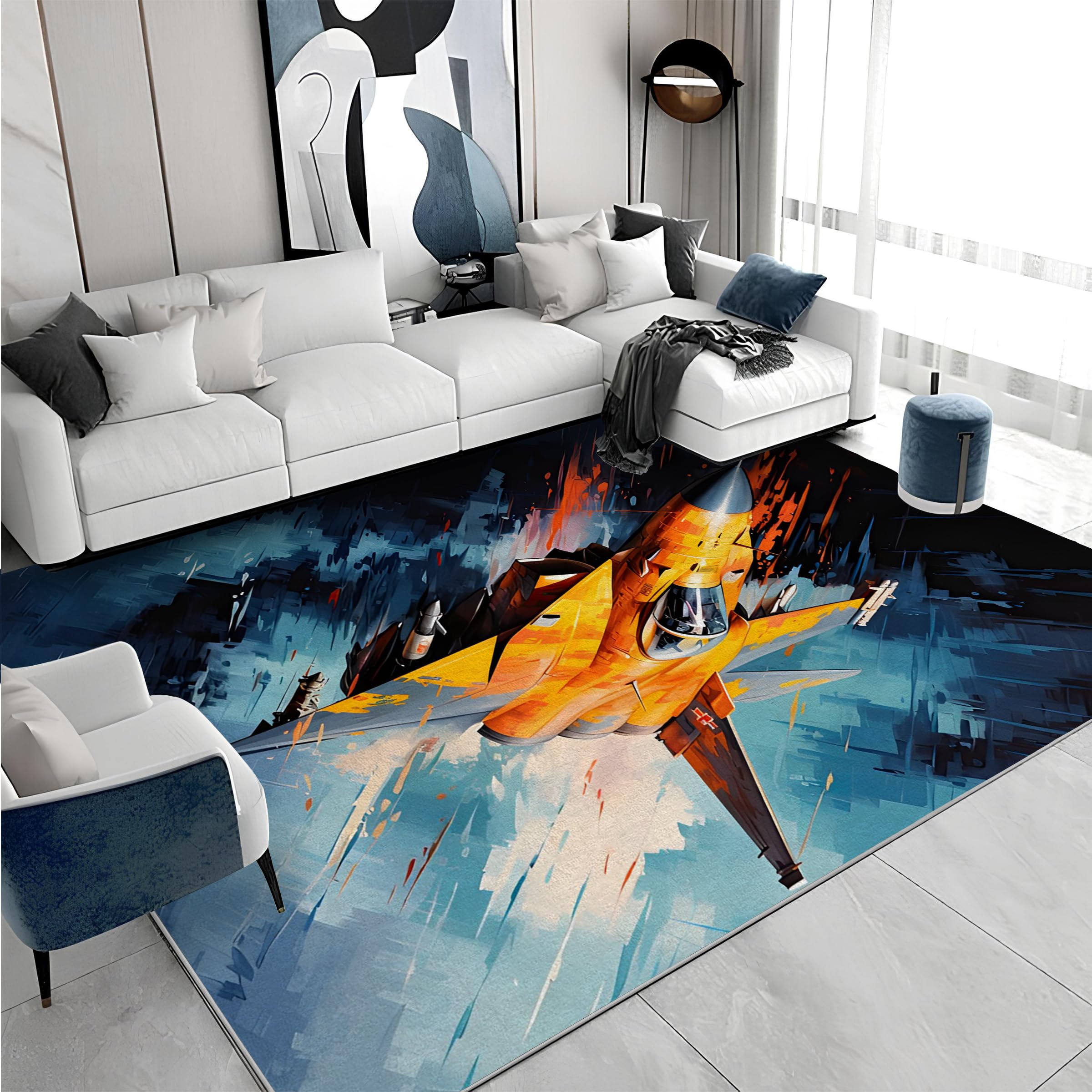Großer waschbarer Kurzflor-Teppich 250x300, Streifen Teppich Kinderzimmer, modern Dünn Saugfähig Vielseitig für Wohnzimmer Schlafzimmer Oder Als Bettvorlege T-217