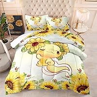 Vista 39 de CVHOUSE Juego de ropa de cama Kawaii tamaño Queen, juego de ropa de cama de conejo Kawaii para niñas y niños, lindo juego de edredón de conejo