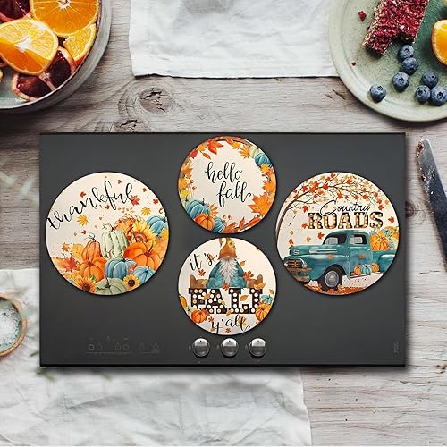 Miniatura 20 de Juego de 4 fundas redondas familiares para quemadores de estufas, 2 piezas de 8 pulgadas y 2 piezas de 10 pulgadas, fundas para quemadores de estufa