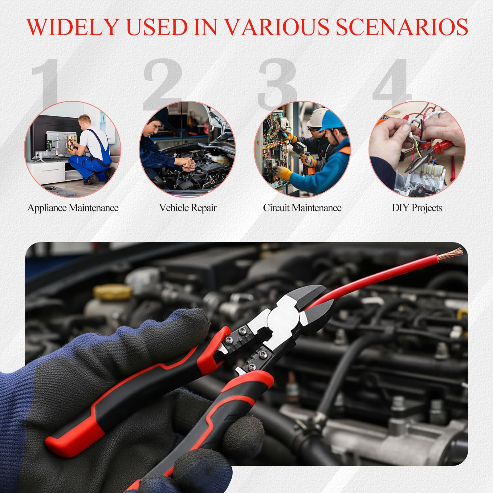 Szczypce tnące ukośne, precyzyjne szczypce do cięcia żelaza, szczypce do małych kabli, szczypce elektroniczne, szczypce, do usuwania drutu 8-16AWG, profesjonalne szczypce do cięcia drutu