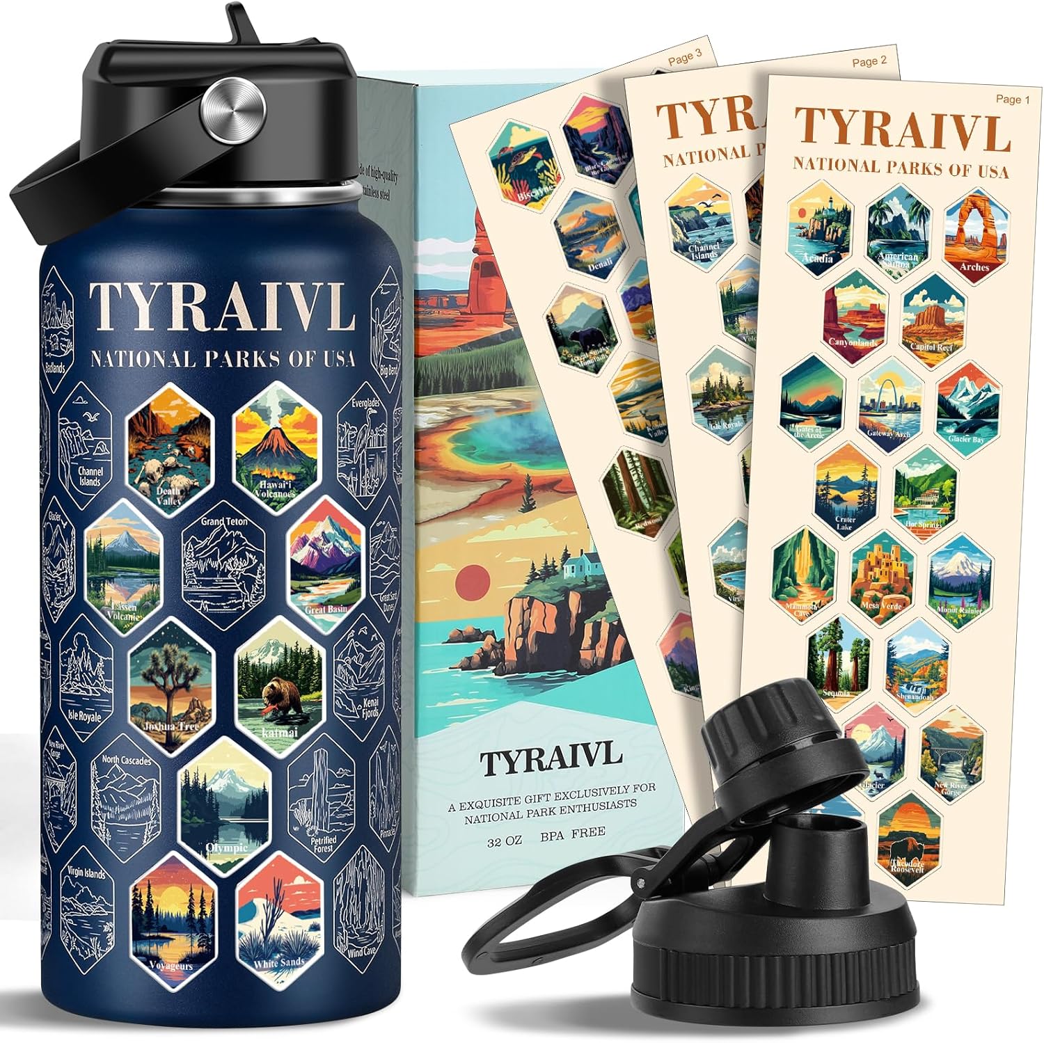 32oz Insulated Stainless Steel Water Bottle with Stickers – Perfect for Camping & Hiking Gifts 32oz Insulated Stainless Steel Water Bottle with Stickers – Perfect for Camping & Hiking Gifts