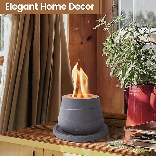 Miniatura 3 de Kante Fogata portátil de 5.1 pulgadas de ancho con alcohol de frotamiento para concreto con extintor de metal y base gris oscuro de 6 pulgadas,