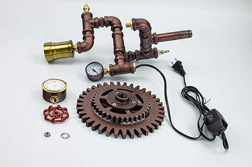 Miniatura 7 de Lámpara de mesa regulable de metal vintage estilo loft con base de madera, Sebastian, Steampunk Industrial, luz nocturna, luz de escritorio, QTF-SJ04