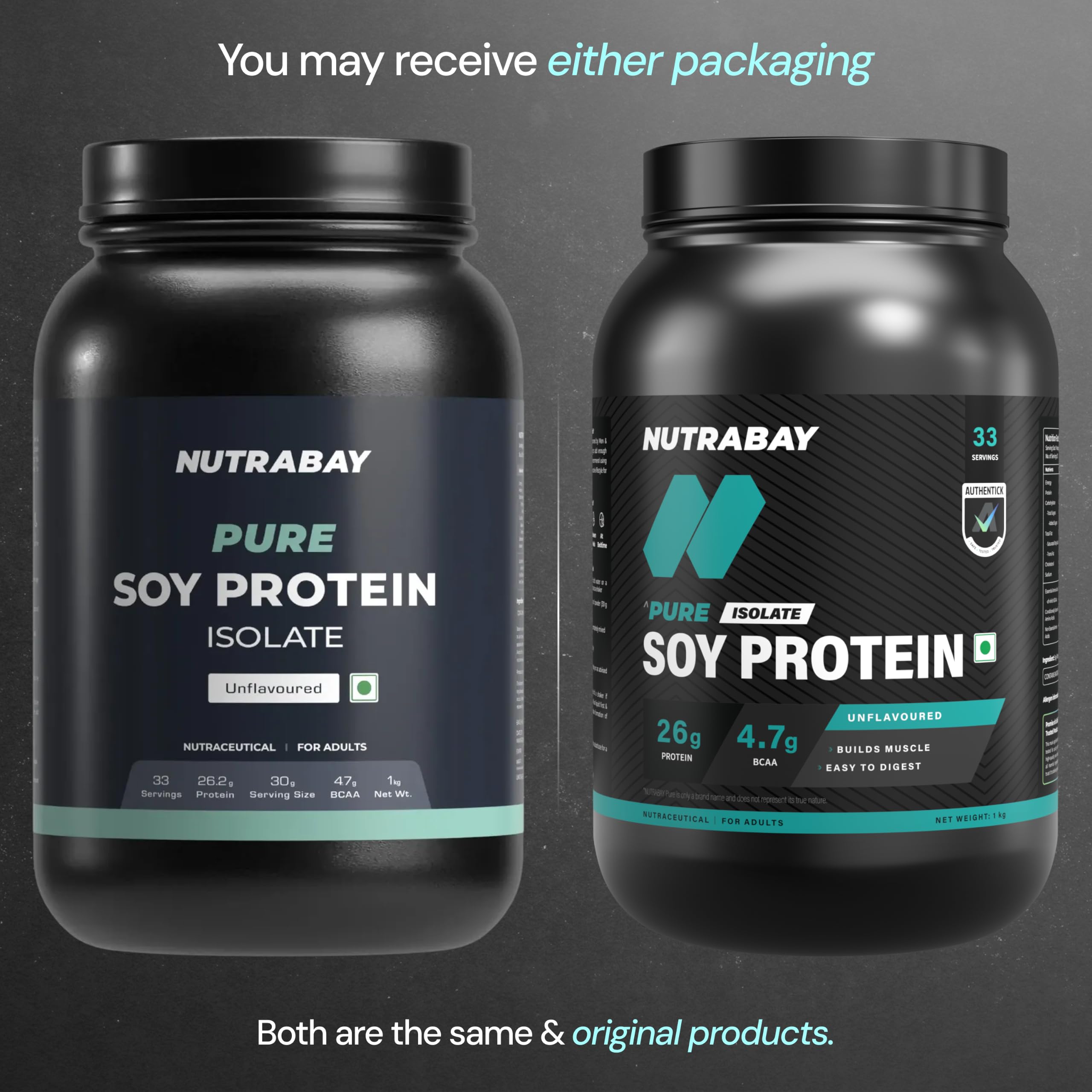 Nutrabay Pure Soy Protein Isolate Powder 26.2g Protein, 4.7g BCAA per Serving, NABL Lab Tested – Easy to Digest, No Added Sugar, Vegan – 1kg, Unflavoured | 100% Authentic & Clean Protein