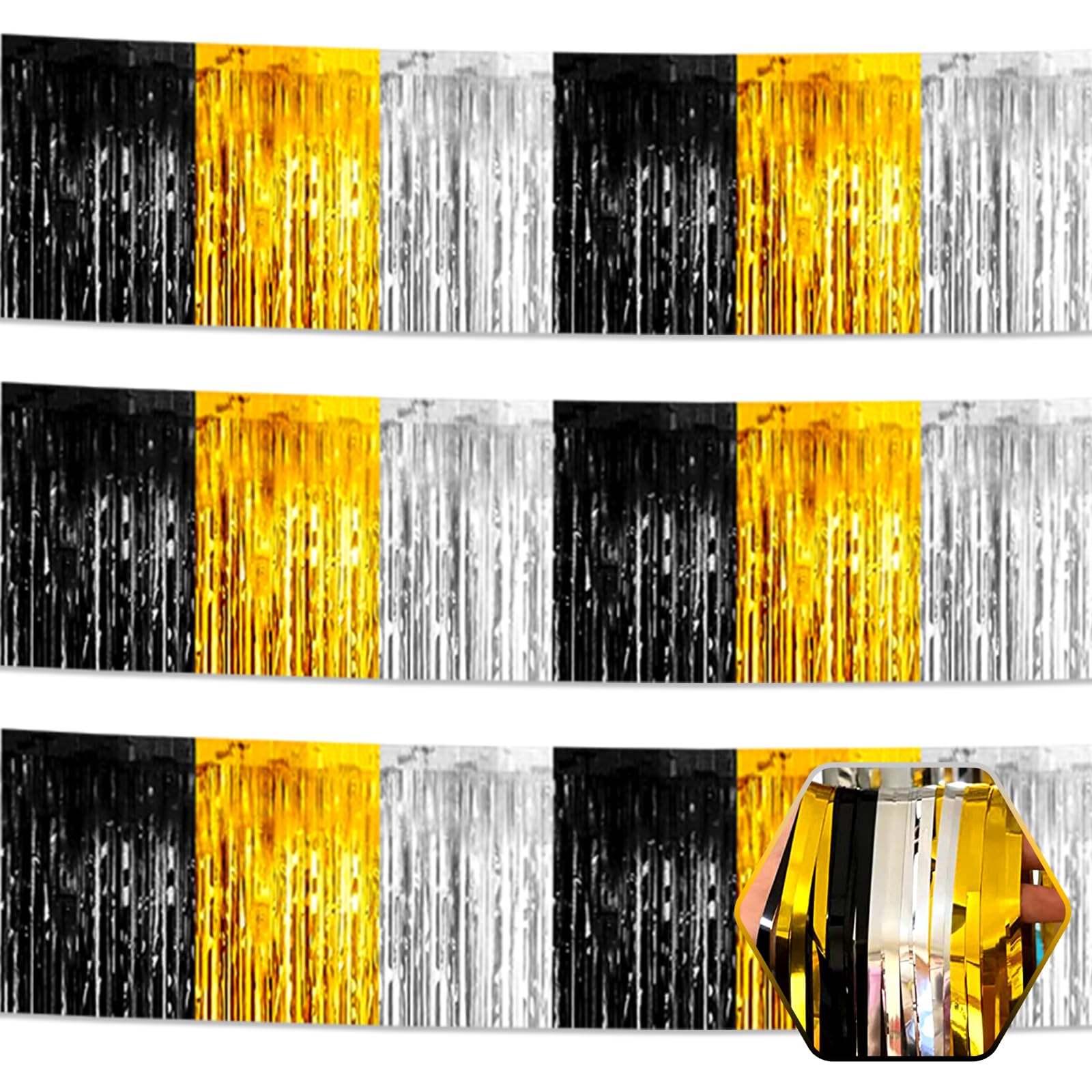 Guirlande à franges en feuille d'aluminium de qualité supérieure lot de 3