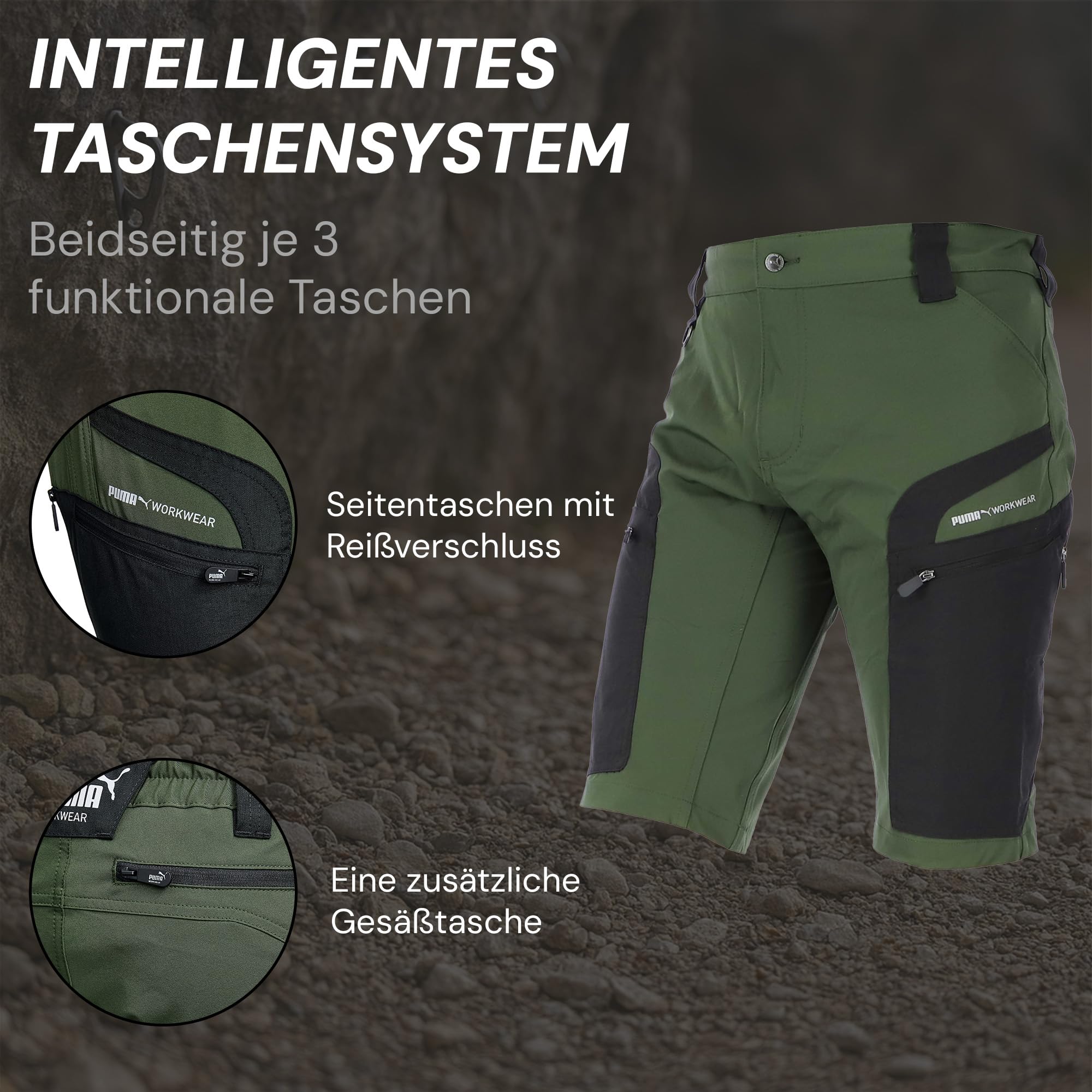 PUMA Workwear Pro-One Adventure – krótkie spodnie trekkingowe damskie ze wzmocnionym, trwałym nylonem – spodnie outdoorowe, oddychające i lekkie – spodnie trekkingowe z 4-kierunkowym stretchem