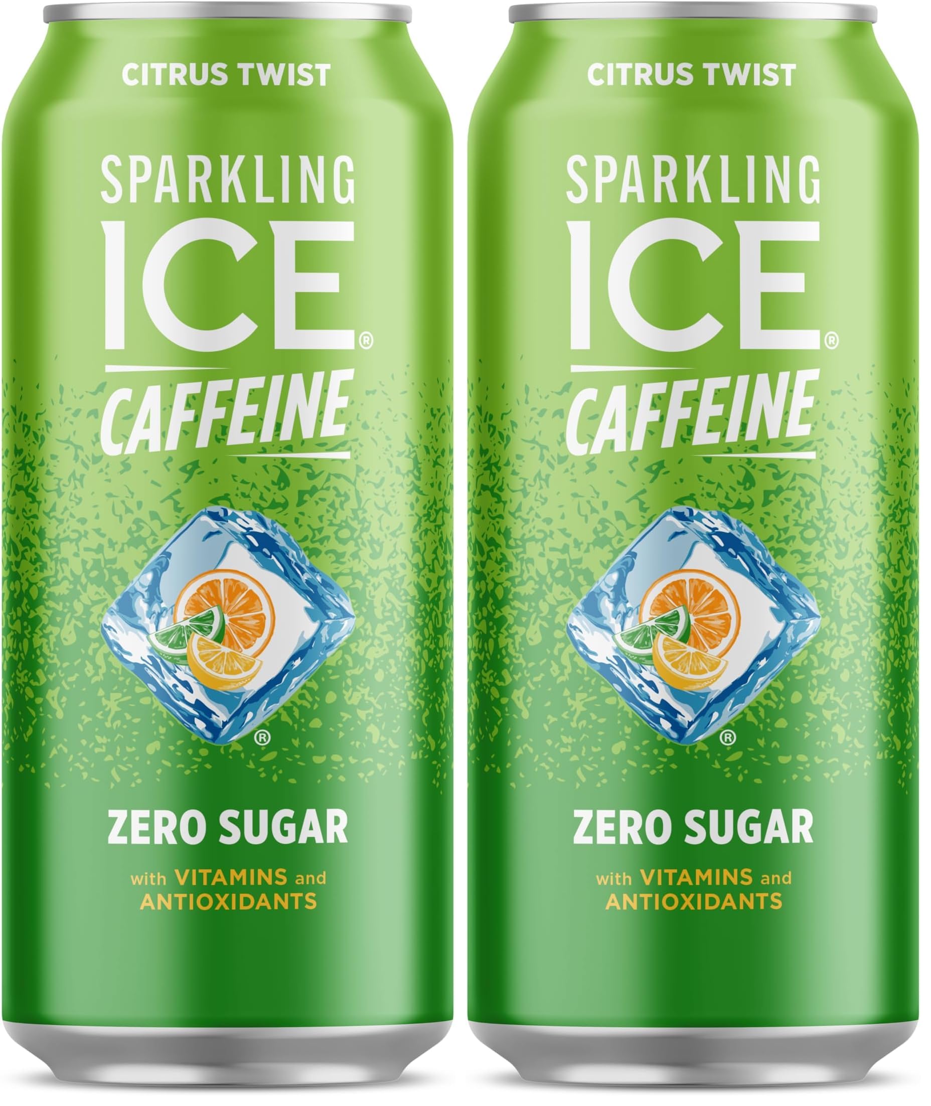 Sparkling Ice® +Caffeine, Citrus Twist Flavored Sparkling Water with Caffeine, Zero Sugar, with Vitamins and Antioxidants, Low Calorie Beverage, 16 fl oz Can (Pack of 2)