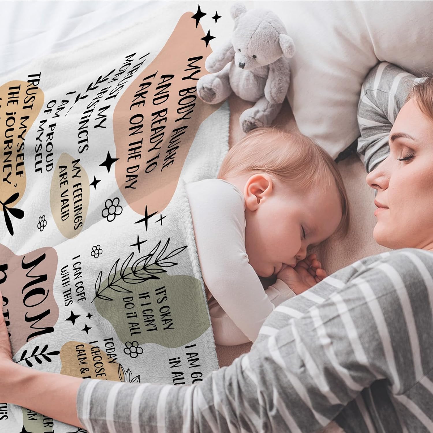 New Mom Blanket Gifts for Women 60”X50”, Daily Affirmations Mother Throw Blanket, New Mom Gifts for Mom, Wife, Sister, Friends Thanksgiving (New Mom Blanket) - Image 4