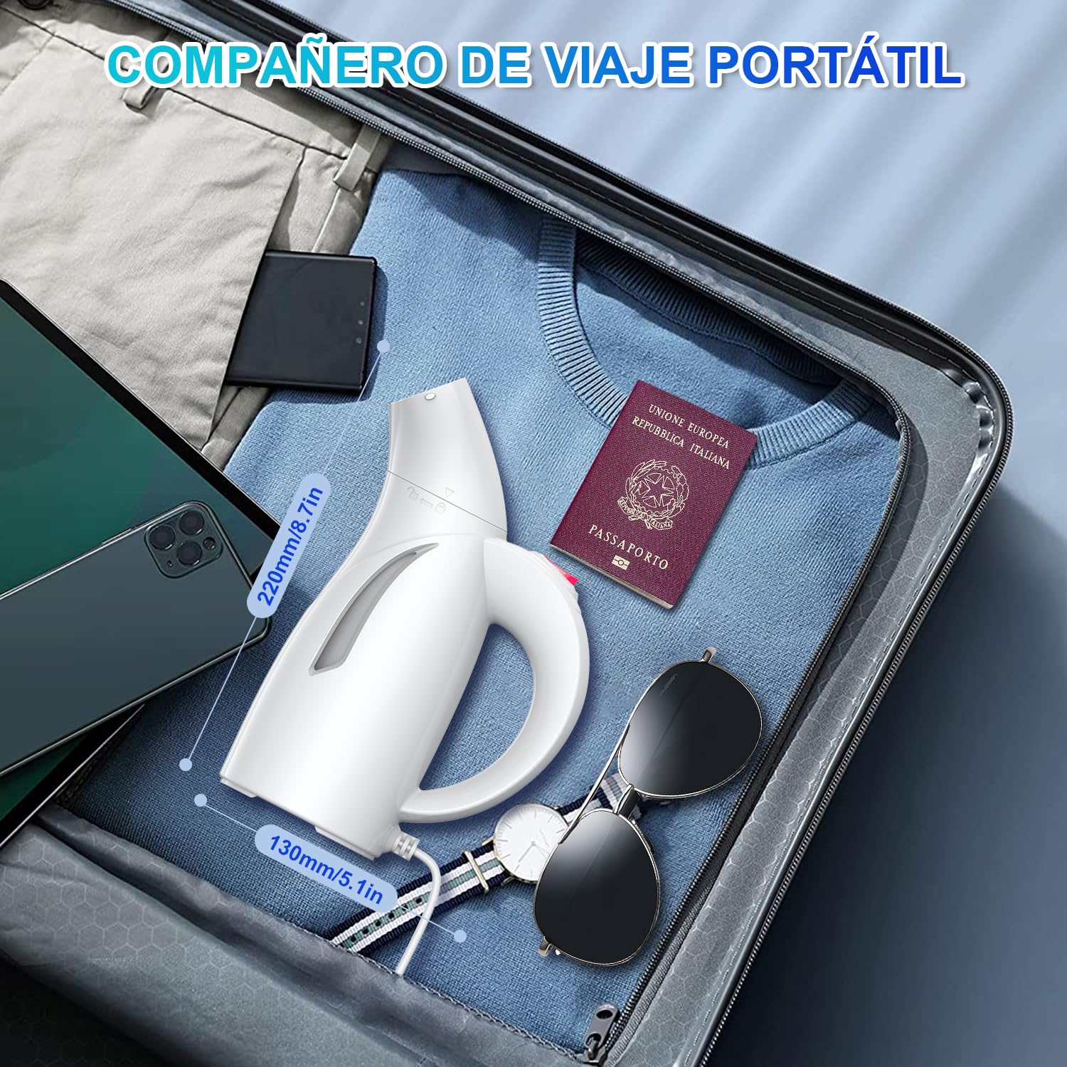 Onherm Plancha Vertical Vapor,140ML Cepillo de Vapor,Plancha Vapor 15 Minutos de Planchado Continuo de Ropa,Eliminación Rápida de Arrugas,Ideal Para Viajes,Hogar y Oficina