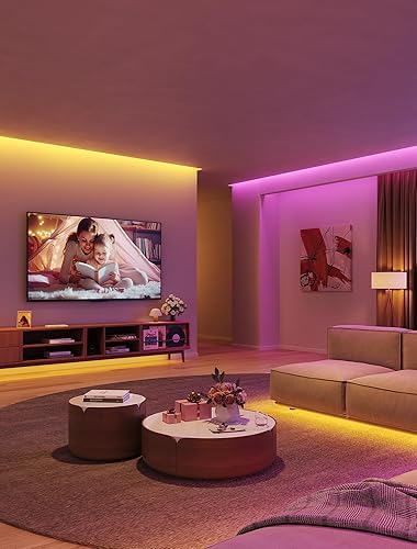 Vista 9 de Tira de luces LED WiFi inteligente funciona con Alexa, Google Home; 16.4 pies, 32.8 pies; 5050 LED, 16 millones de colores, aplicación de teléfono