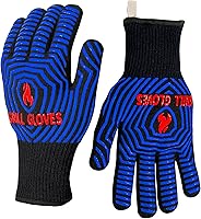 Vista 15 de QUWIN Guantes para barbacoa, guantes para horno, resistentes al calor extremo de 1472℉, guantes para parrilla de silicona antideslizantes