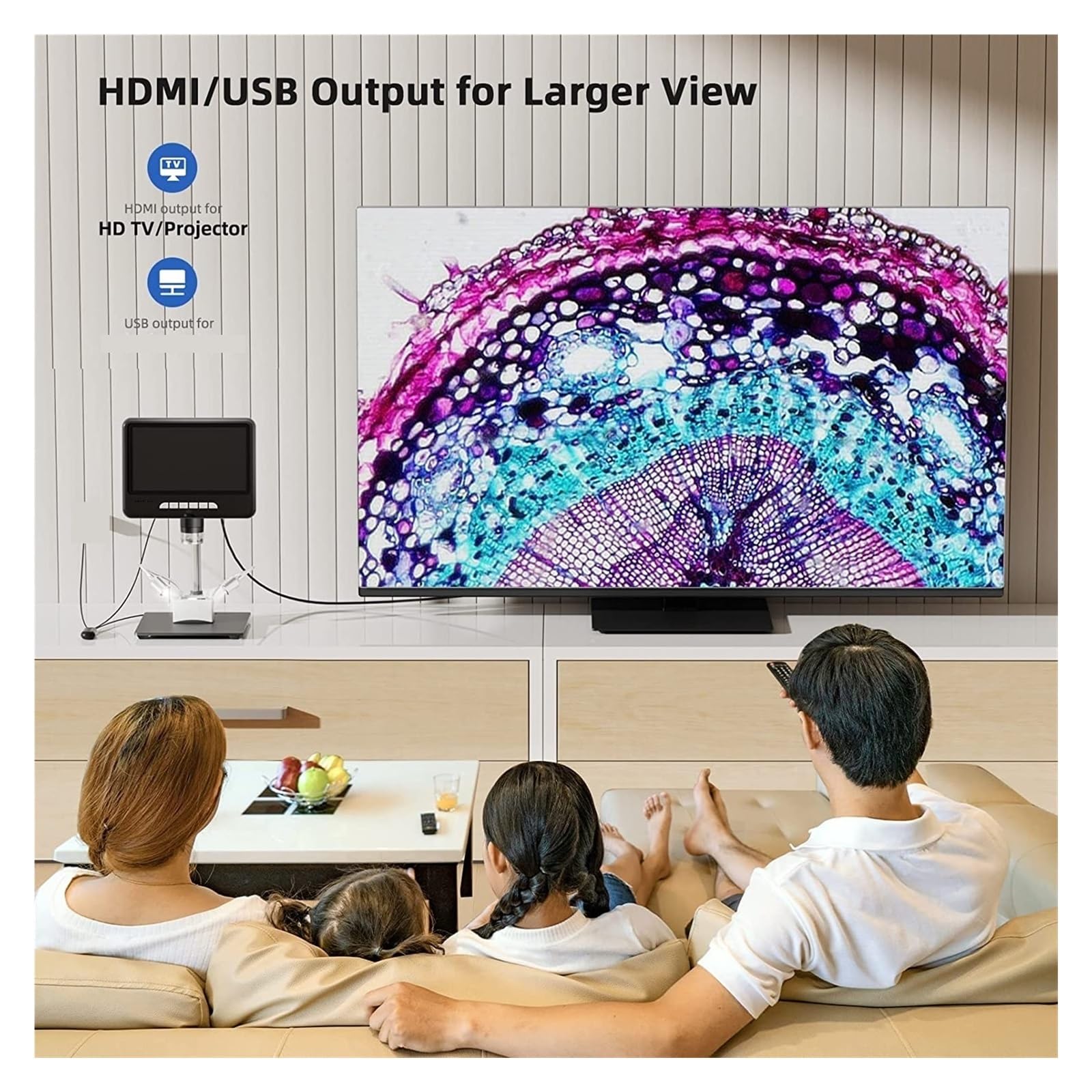 Microscopio Digitale 2K 1200X, 10" IPS Hdmi Microscopio Digitale Elettronico 32G per Telefono/Saldatura/Monete