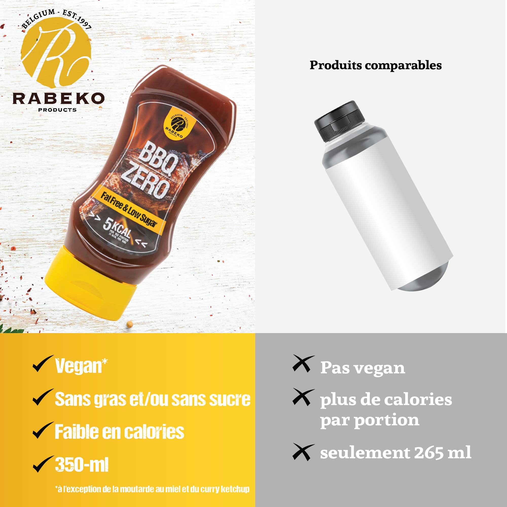 Rabeko Zero Salsa mostaza con miel sin azúcar baja en grasas 3 x 350 ml