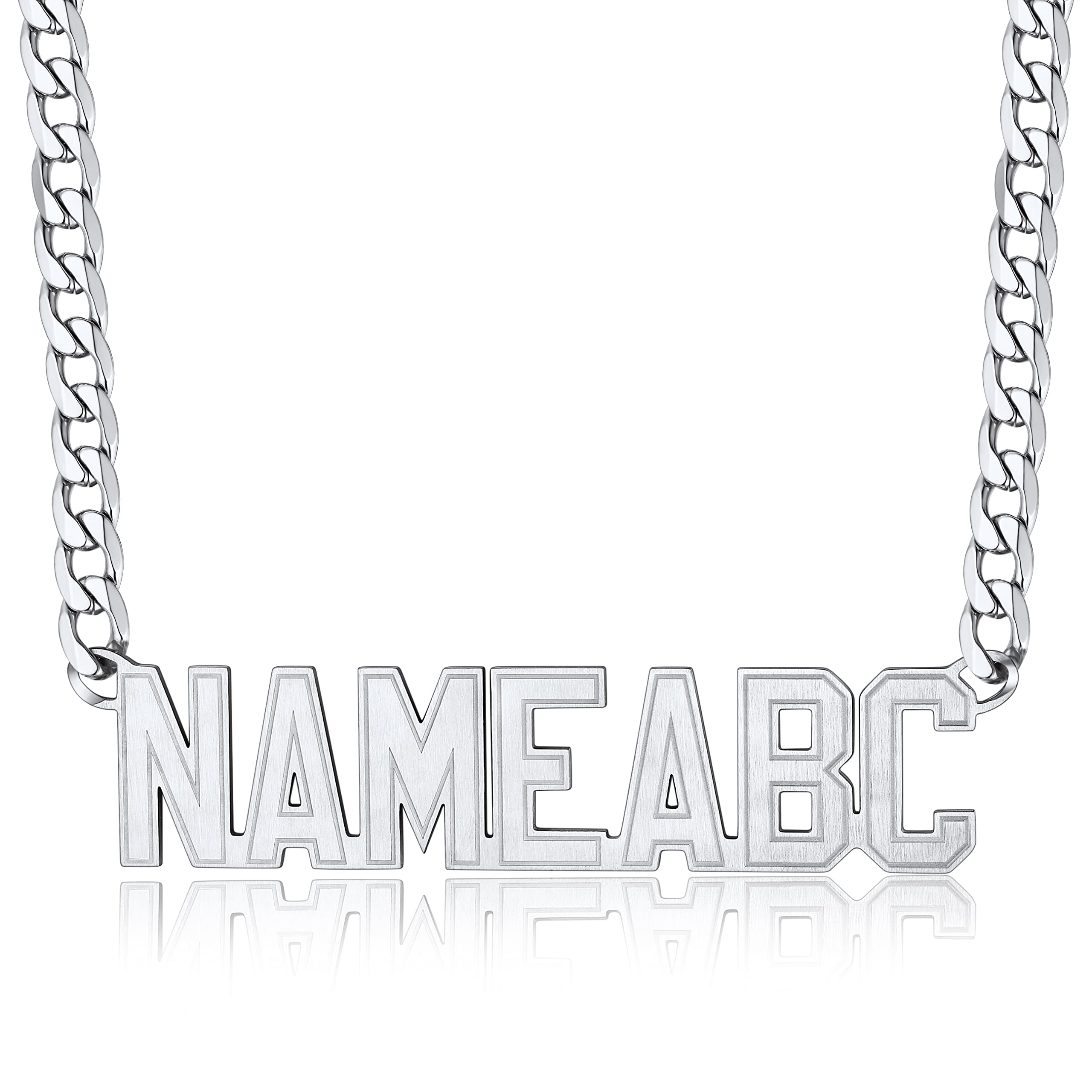 GoldChic Damen Herren Namenskette Edelstahl/18K Vergoldet Personalisierte Halskette mit Namen Allgemeine Name Anhänger Halskette mit 40cm/46cm/55cm/66cm/76cm Kette Modeschmuck Geschenk
