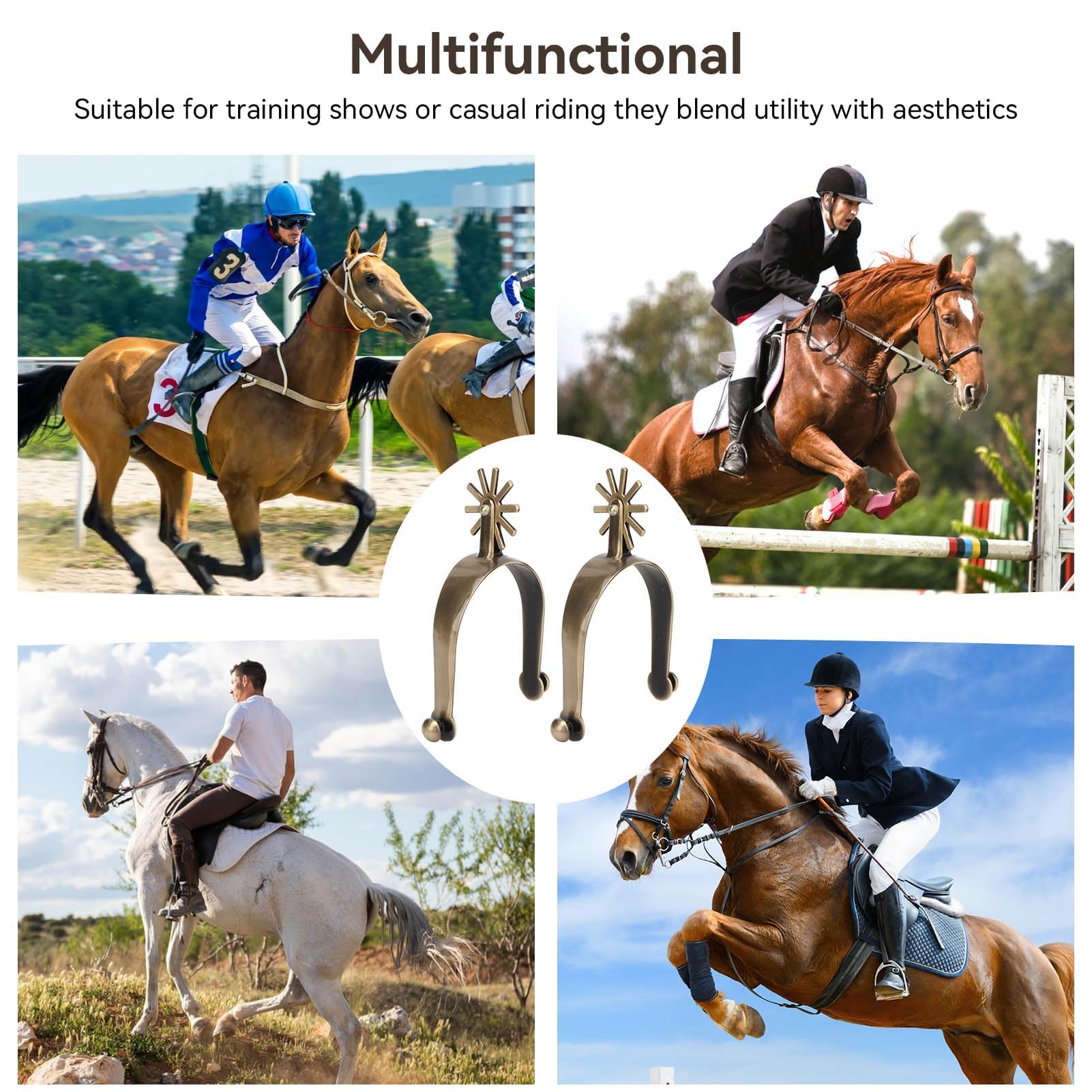 Speroni per Stivali da Cavallo, speroni da Cavallo Vintage Occidentali in Lega di Zinco con Accessori per Equitazione da Uomo