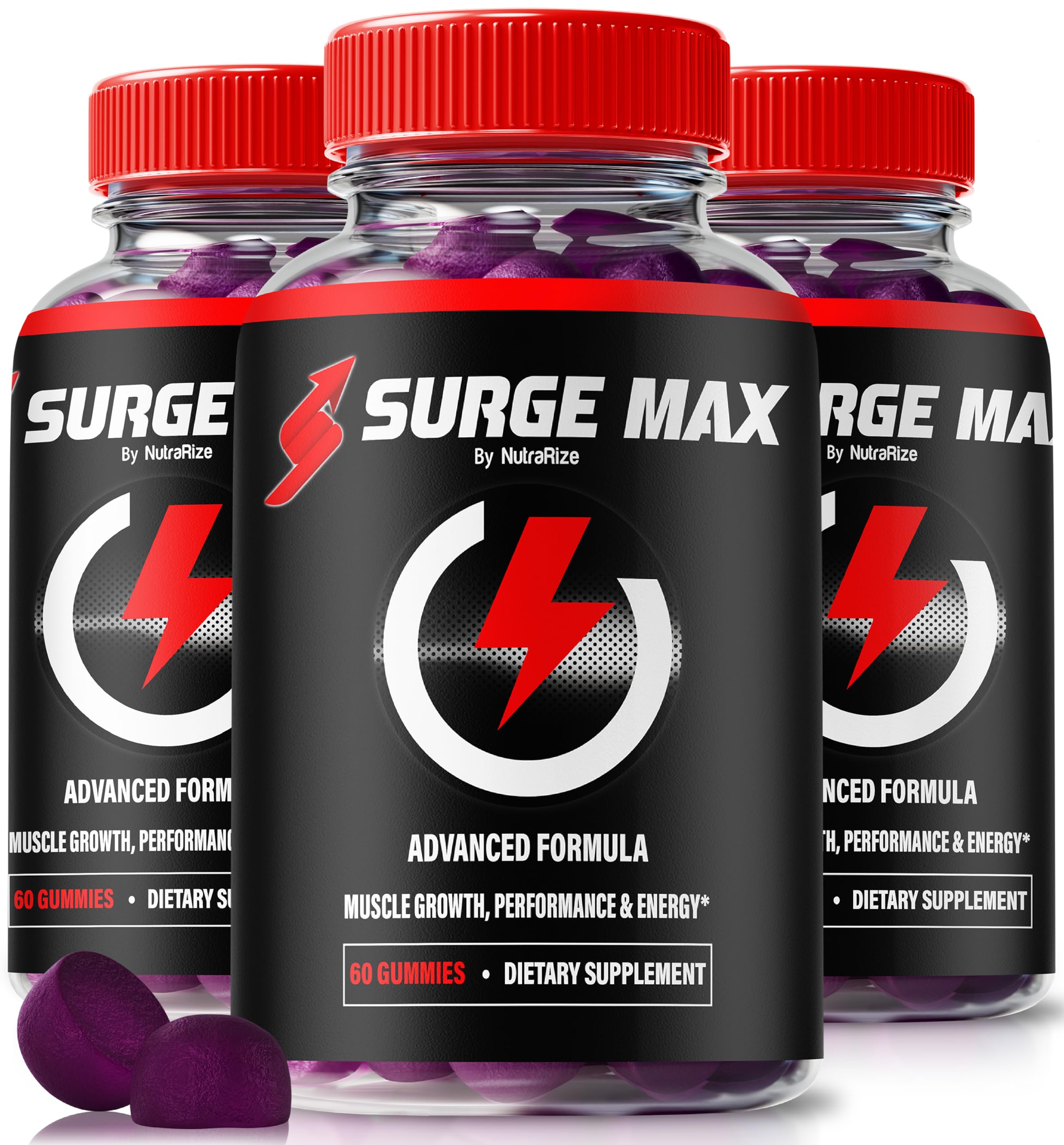 NutraRize (3 Pack) Surge Max Gummies for Men, Official SurgeMax Gummies, All-Natural Formula to Support Performance, Stamina, and Energy, Premium Male Gummy, Surge Max ME Gomitas Review (180 Gummies)