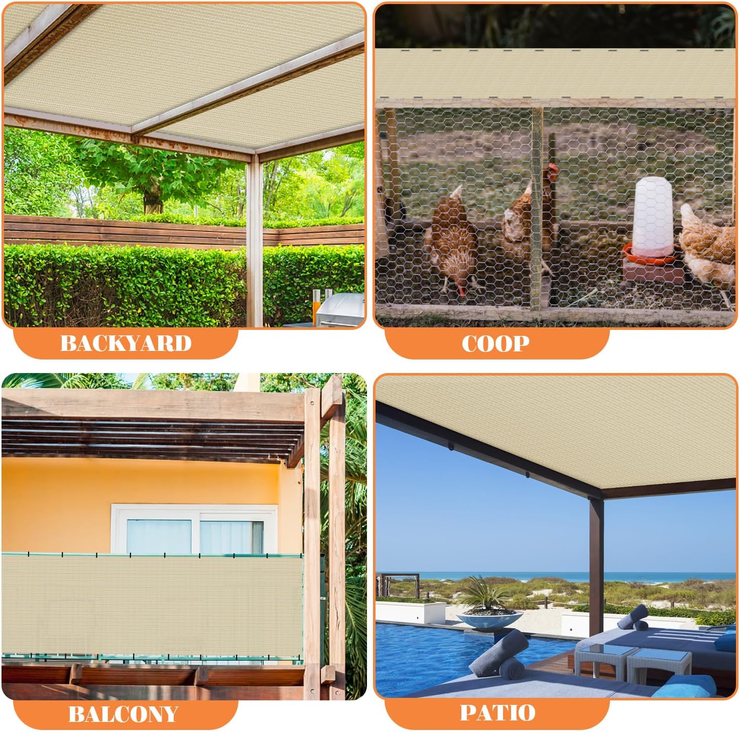 6' x 25' Sun Shade Roll DIY Cuttable Sun Shade Sunlight Blockage Cover for Outdoor Backyard Patio Pergola Greenhouse Plants (Beige)