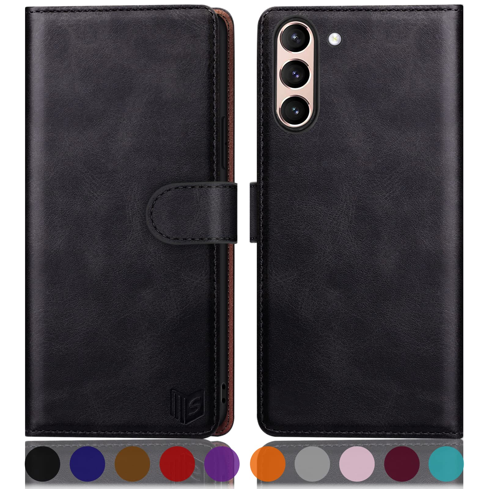 SUANPOT Samsung Galaxy S21 FE 5G PU Leather Flip Book Case, Credit Card Holder, RFID Blocking, Rose Gold