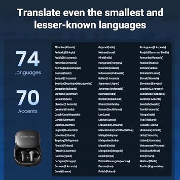 ANFIER M3 AI Offline Translator Earbuds Real Time, Language Translation Device in 144 Languages, 3-in-1 Two-Way Audifonos Traductores, Live Translate Headphones, No Subscription Required (Black)